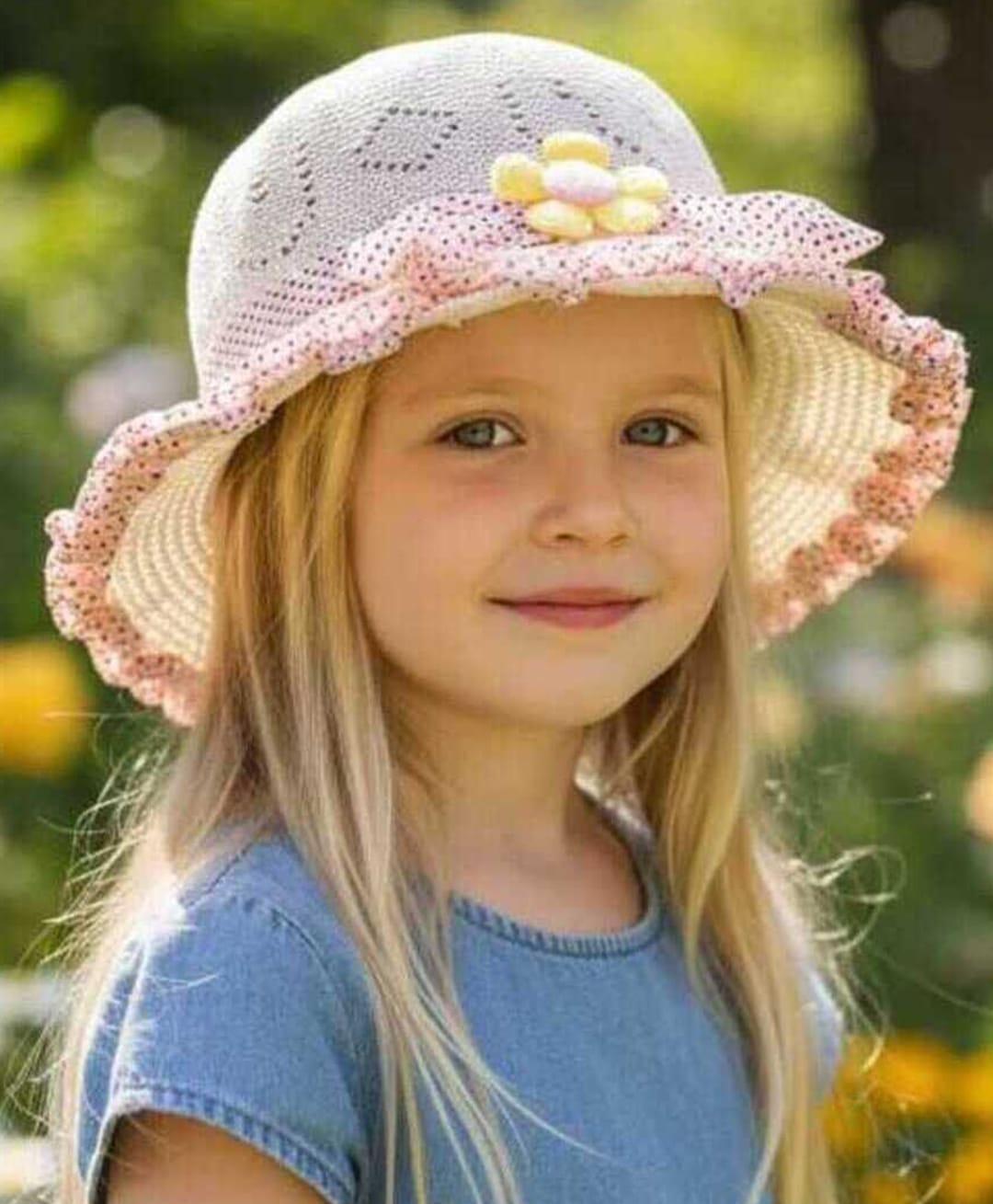 Trubliz Floral Applique Detailed & Schiffli Embroidered Summer Hat - Light Beige - Circumference - 52 - 56 Cms-image-36