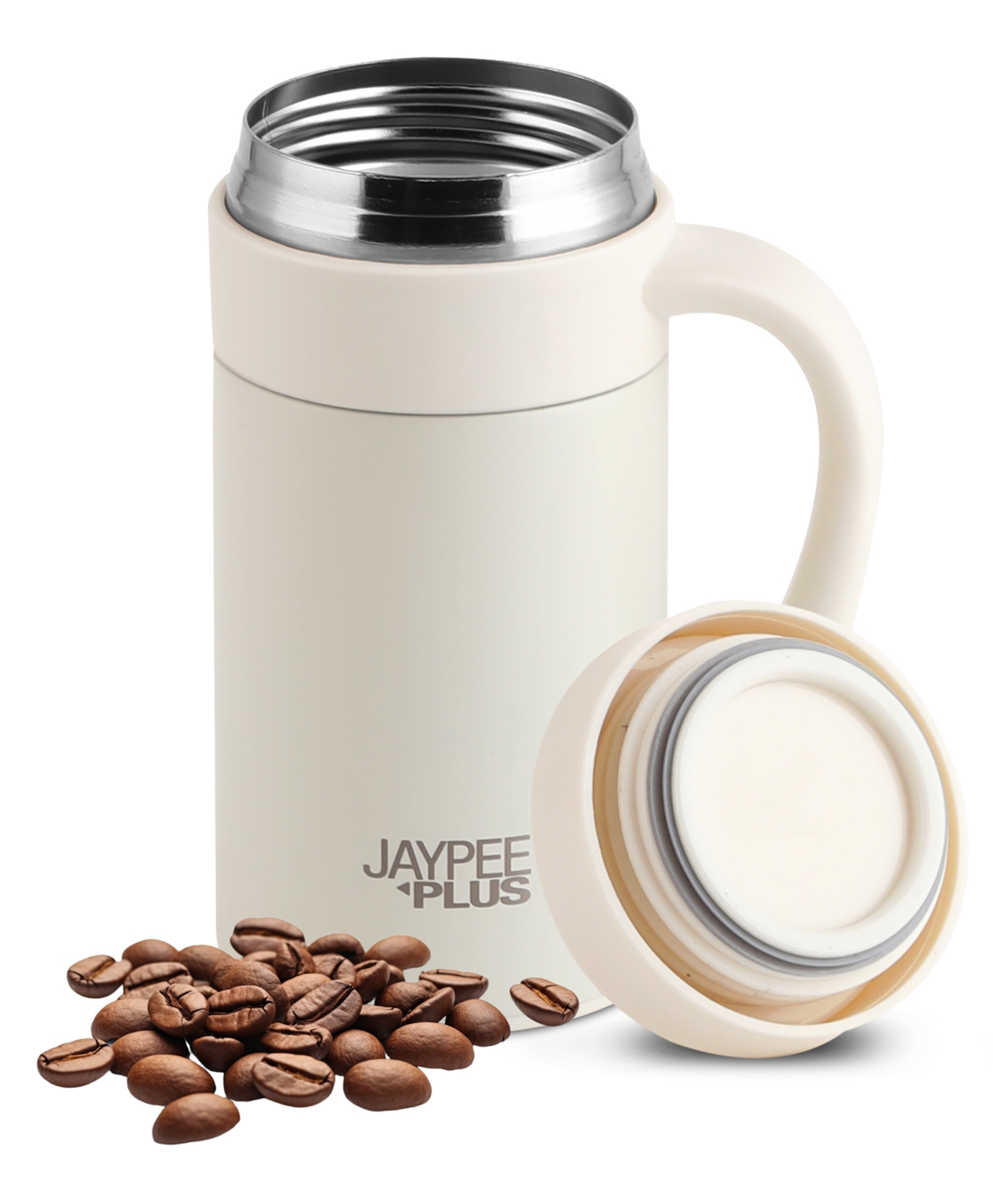 Jaypee Plus Handy Vacuum Insulated Stainless Steel Coffee Mug 300ml Double Wall Travel Mug for Hot & Cold Tea, Coffee & Soup, Ivory-image-14