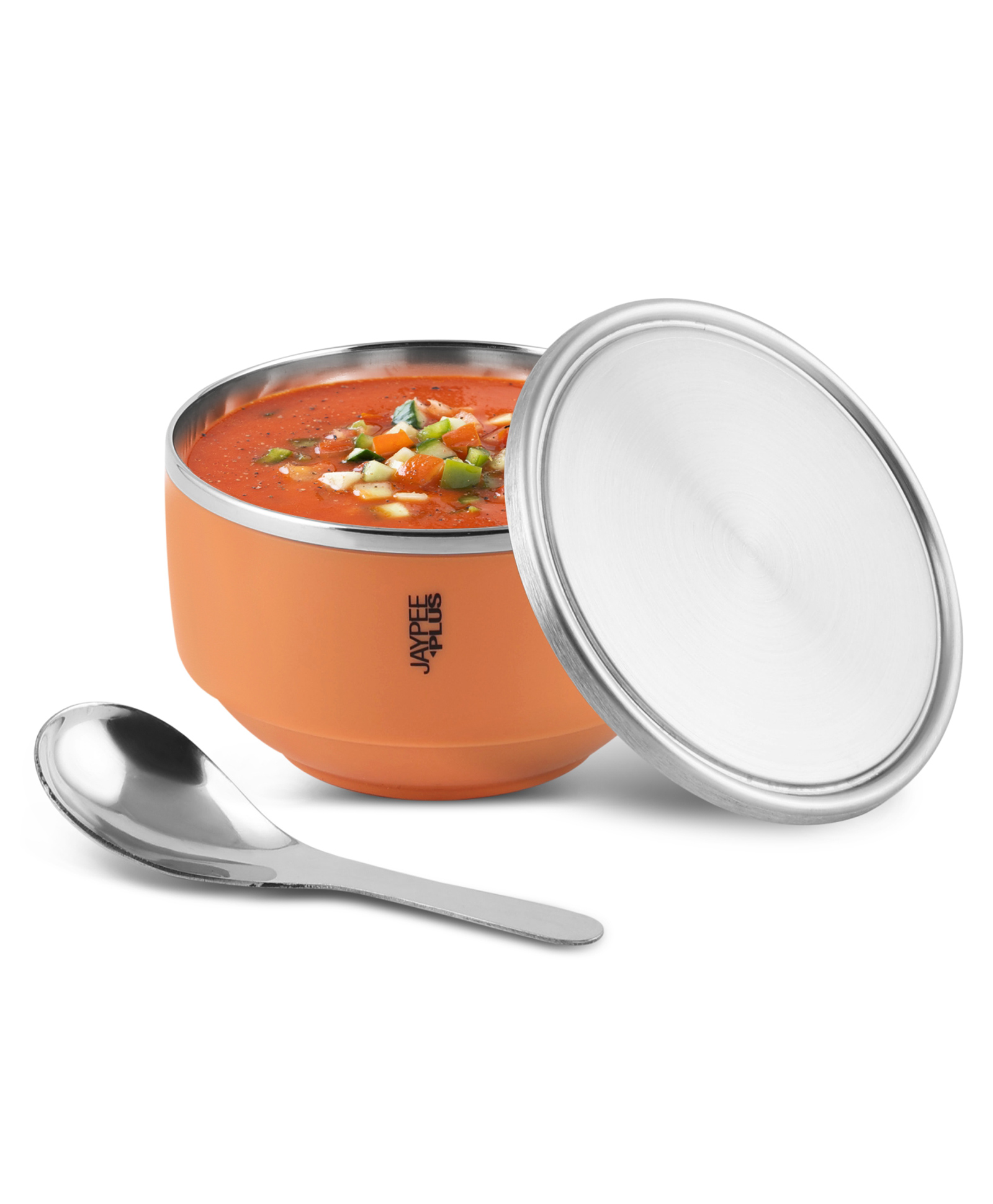 Jaypee Plus Maxxl Stainless Steel Soup Bowl/ Container with Steel Lid & Steel Spoon, 700ml Orange-picture-17
