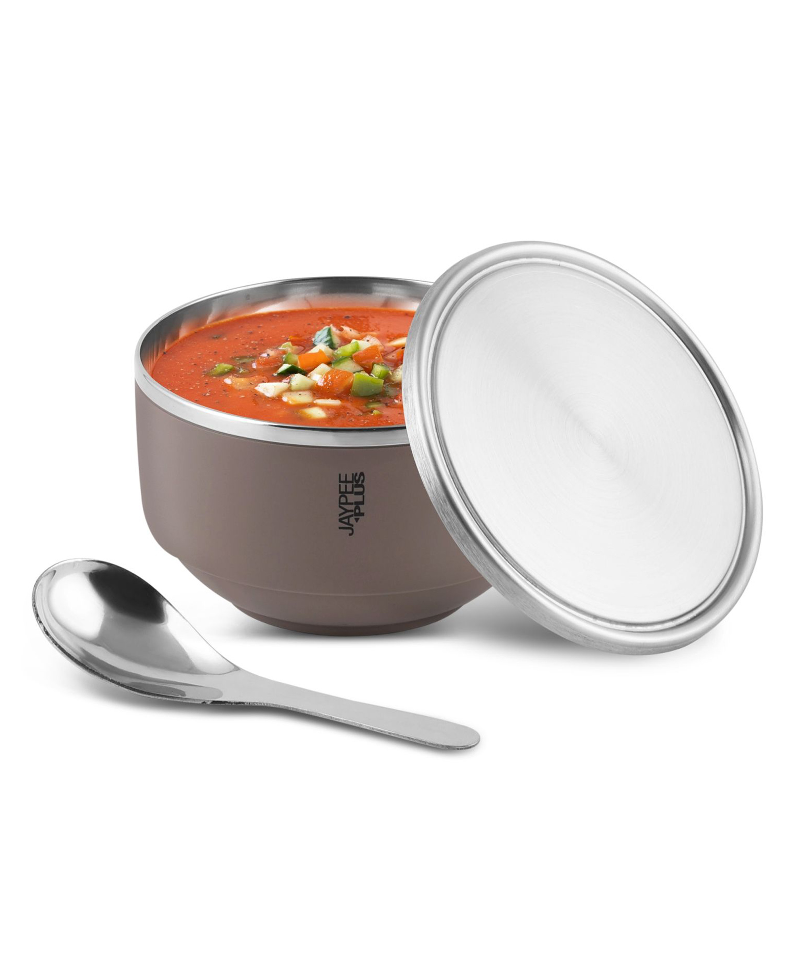 Jaypee Plus Maxxl Stainless Steel Soup Bowl/ Container with Steel Lid & Steel Spoon, 700ml Grey-picture-29