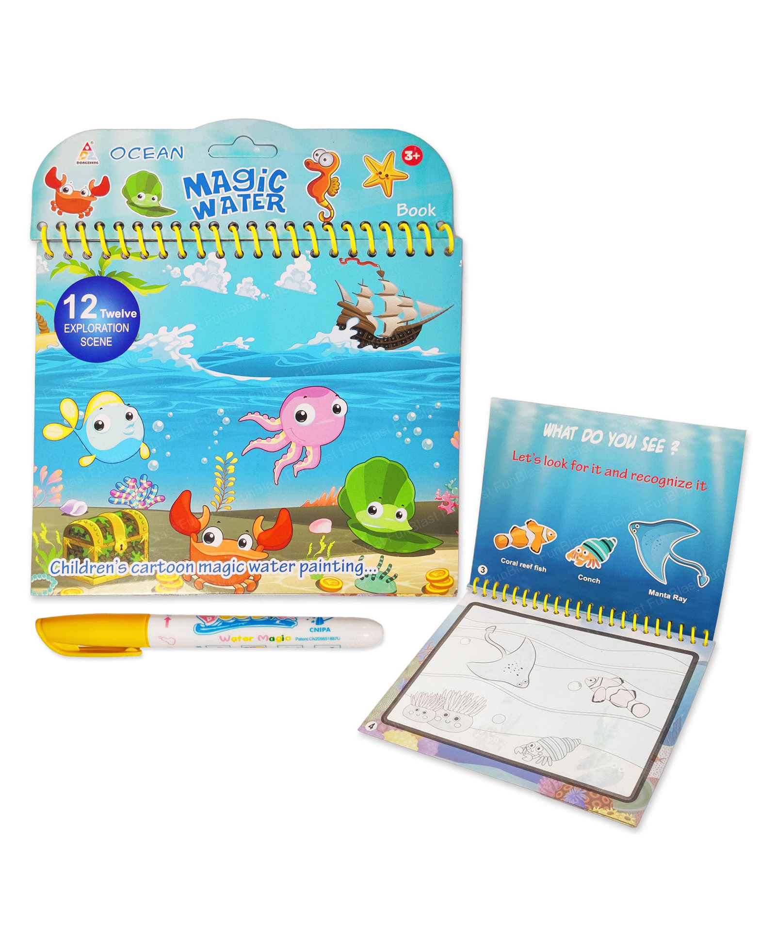 FunBlast Cartoon Magic Painting Book with Magic Doodle Pen for Kids (Multicolor)-picture-17