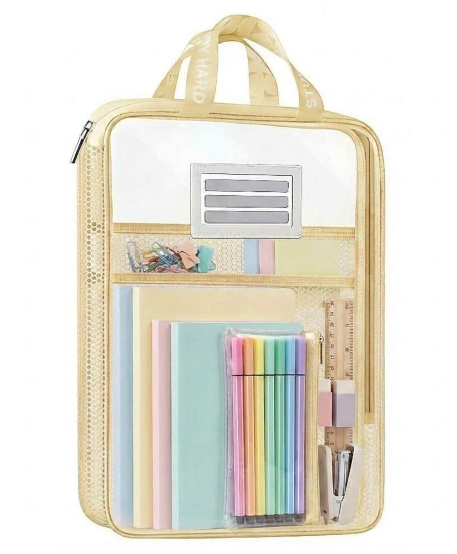 FunBlast Mesh File Folder Organizer Bag with Carry Handle for Kids Pack of 1 (Yellow)-picture-7