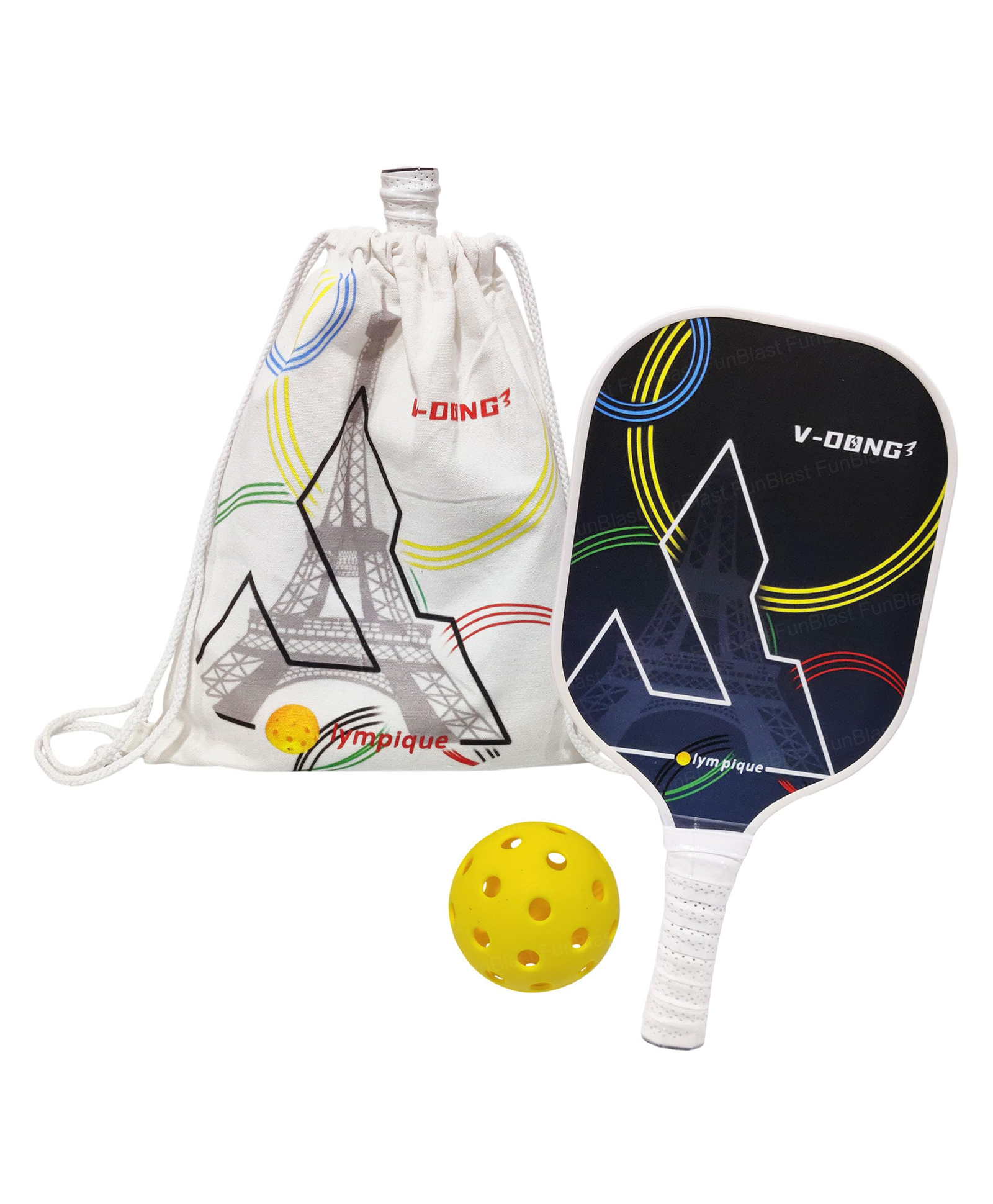 FunBlast Pickleball Set 1 Pc Premium Glass Fiber Racket with 1 Balls & Carry Bag - Multicolor-picture-8