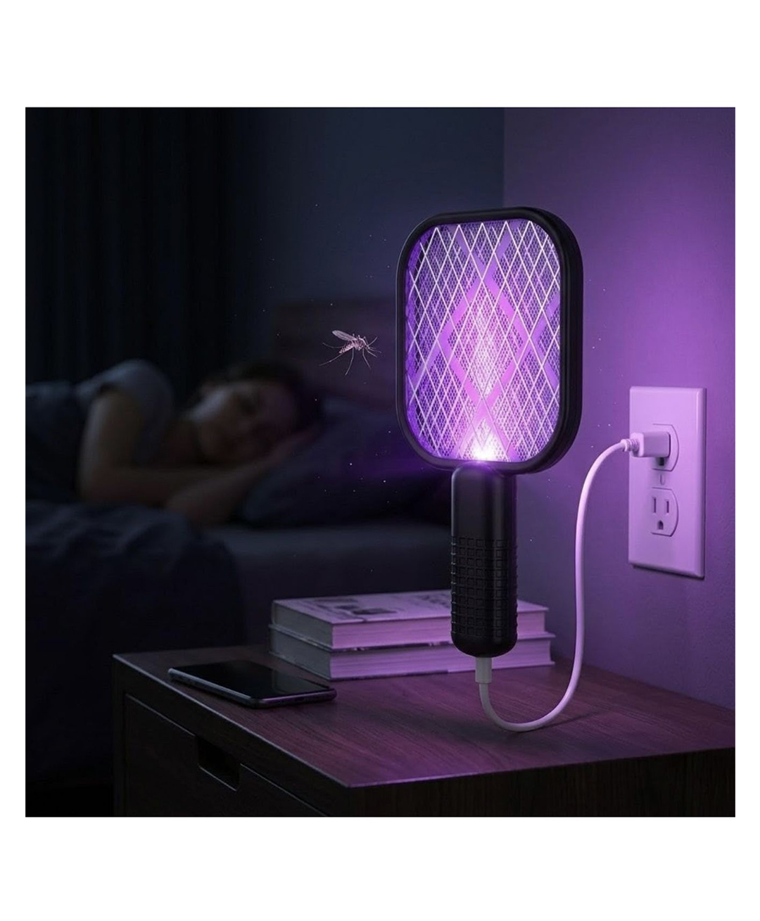 ARCADE TOYS USB Mosquito Swatter & Bug Zapper Racket with UV Purple Light Trap Dual Mode Electric Fly Killer | Indoor/Outdoor | USB Rechargeable | Multicolour-image-48
