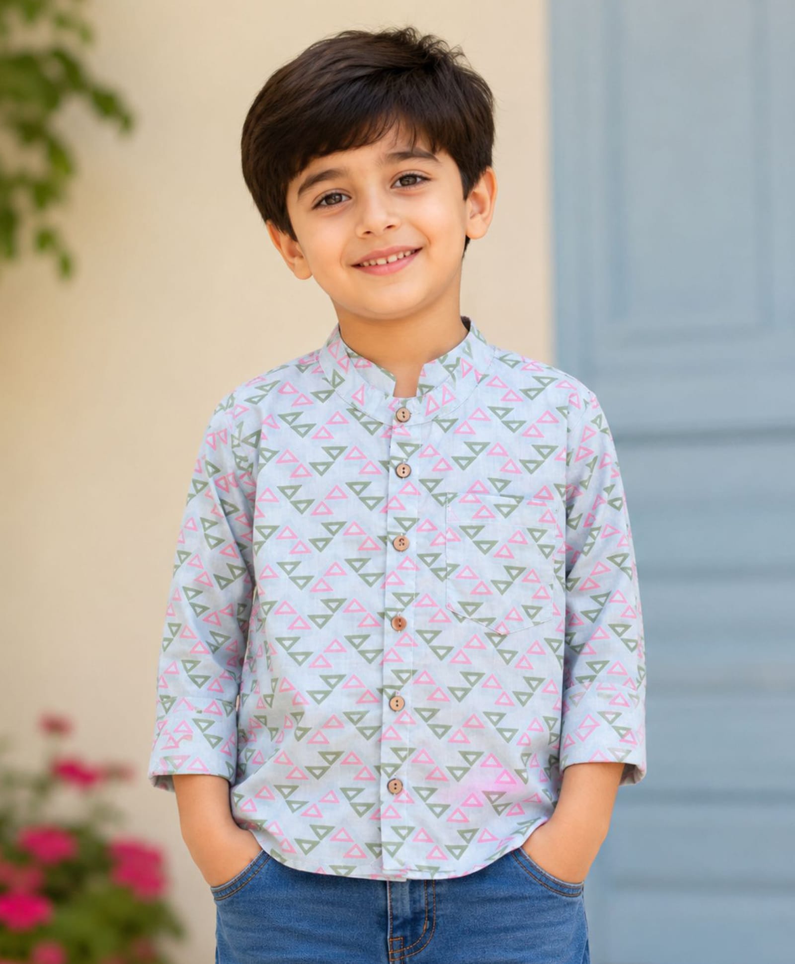 The Magic Wand Cotton Woven Full Sleeves Abstract Printed Kurta - Grey-image-5
