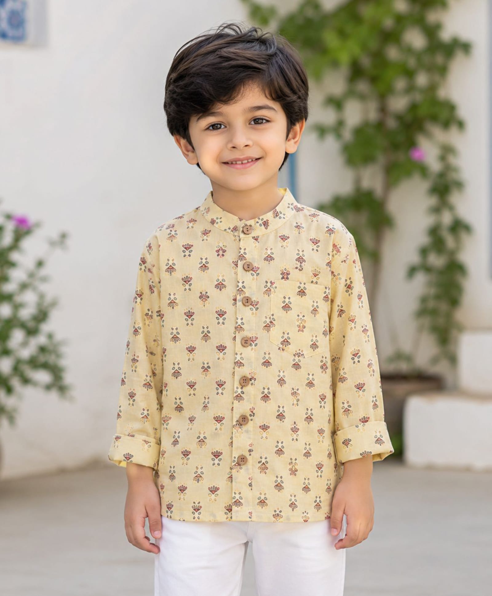 The Magic Wand Cotton Woven Full Sleeves Abstract Printed Kurta - Yellow-picture-34
