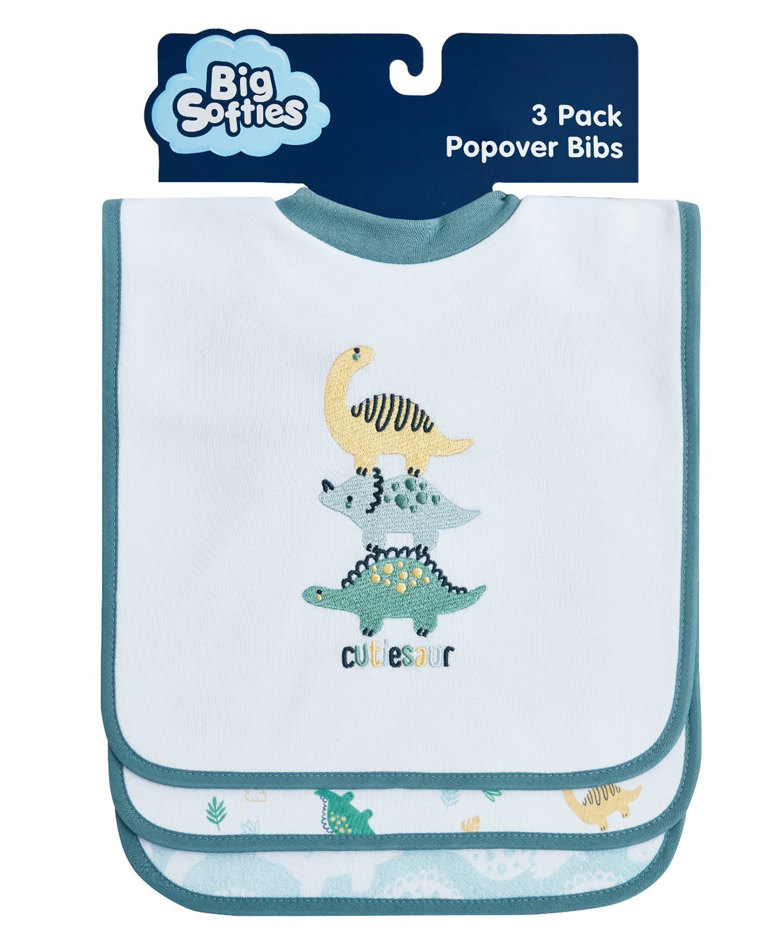 Big Softies 3 Pack Popover Bibs - Dino-picture-36
