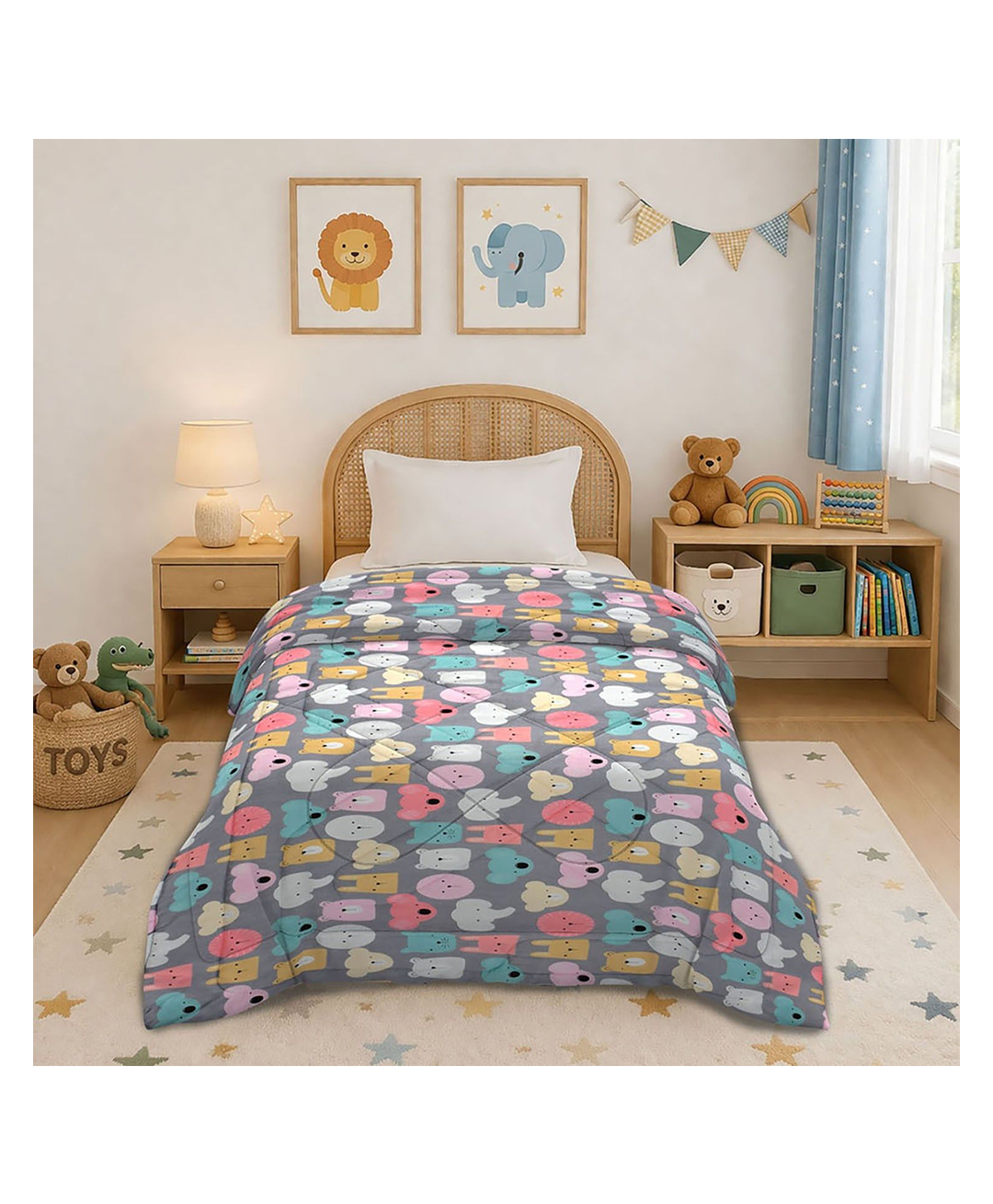 Morado Premium Glace Cotton Reversible Single Bed Comforter 60x90 Inches , Ultra Soft, Lightweight & Breathable , 150 GSM Cozy All-Season Bedding Comforter, Animal Faces-image-34