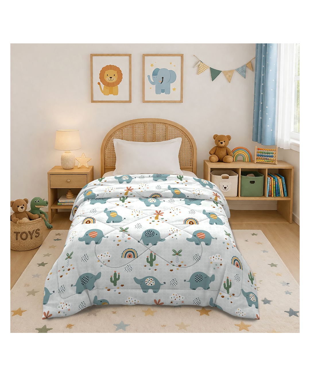 Morado Premium Glace Cotton Reversible Single Bed Comforter 60x90 Inches , Ultra Soft, Lightweight & Breathable , 150 GSM Cozy All-Season Bedding Comforter, Baby Elephant-picture-24