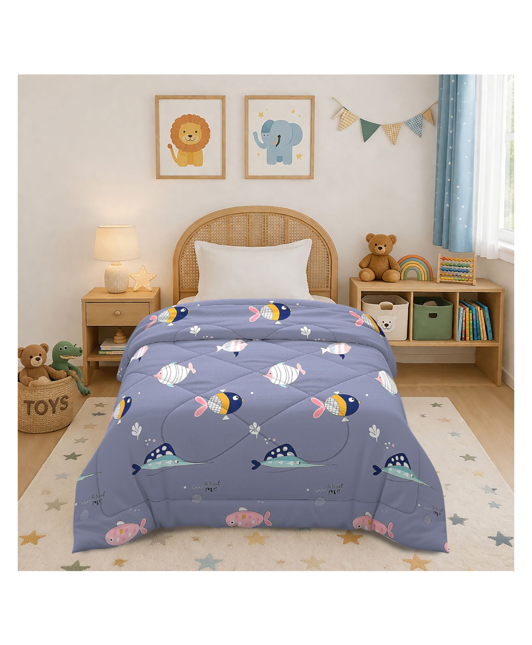 Morado Premium Glace Cotton Reversible Single Bed Comforter 60x90 Inches , Ultra Soft, Lightweight & Breathable , 150 GSM Cozy All-Season Bedding Comforter, Grey Fish-picture-17