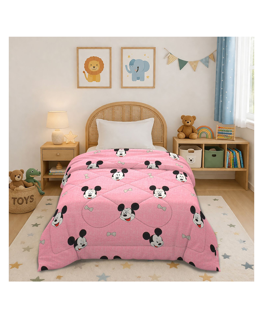 Morado Premium Glace Cotton Reversible Single Bed Comforter 60x90 Inches , Ultra Soft, Lightweight & Breathable , 150 GSM Cozy All-Season Bedding Comforter, Pink Micky-picture-18
