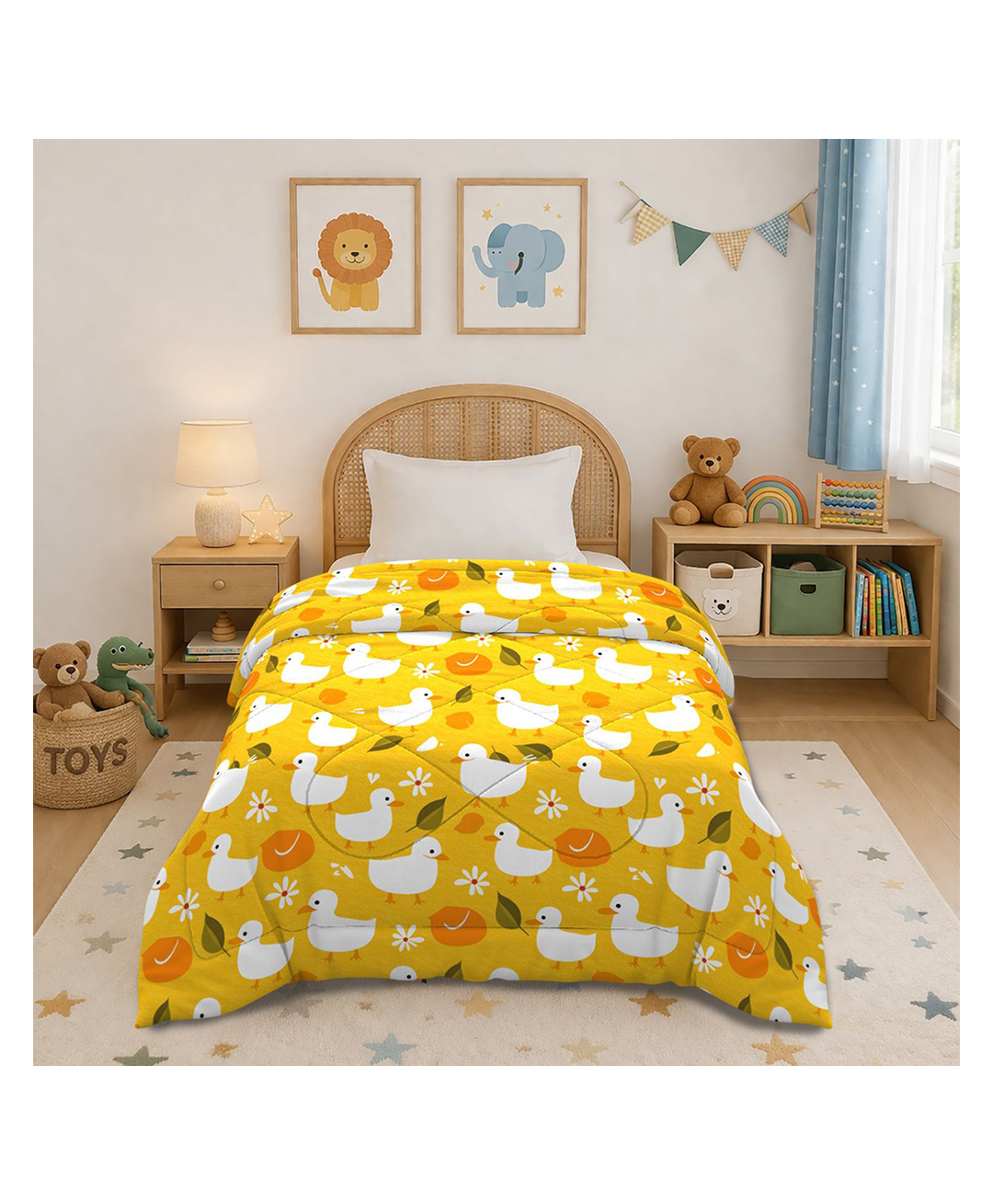Morado Premium Glace Cotton Reversible Single Bed Comforter 60x90 Inches , Ultra Soft, Lightweight & Breathable , 150 GSM Cozy All-Season Bedding Comforter, Yellow Duck-picture-22