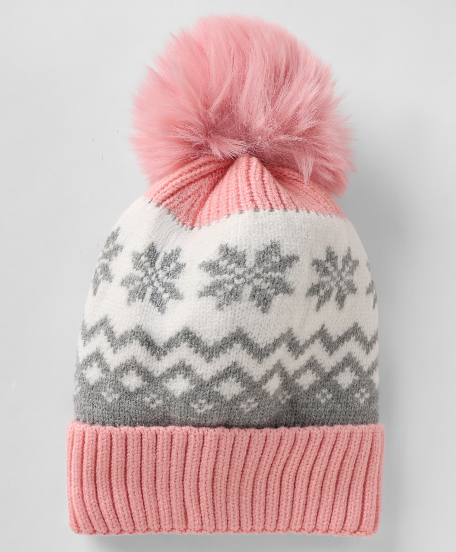 Babyhug Knit Woollen Pom Pom Cap With Geometric Design Pink - Diameter 11 cm-picture-24