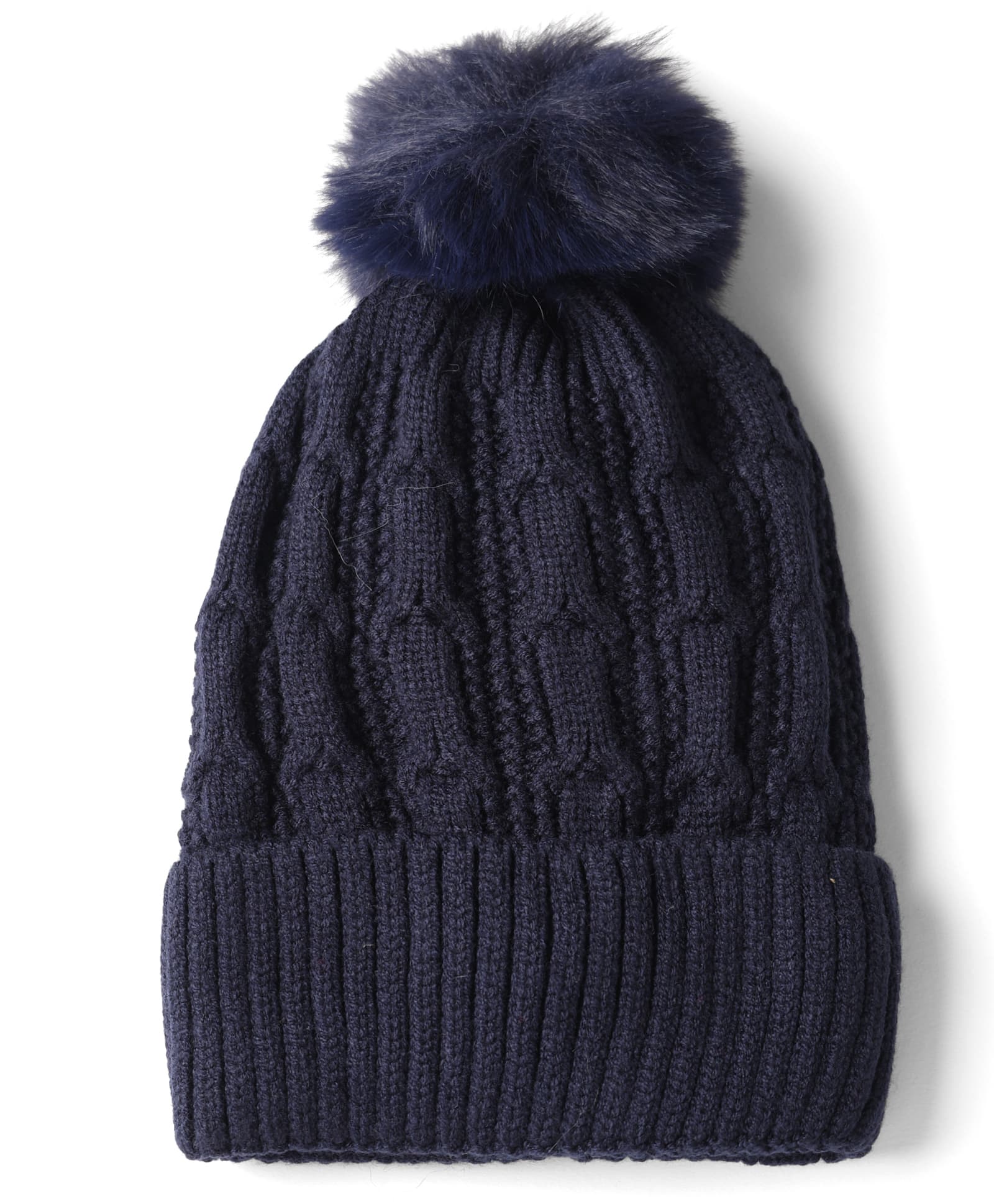 Babyhug Knit Woollen Pom Pom Cap Neavy Blue - Diameter 11 cm-image-4