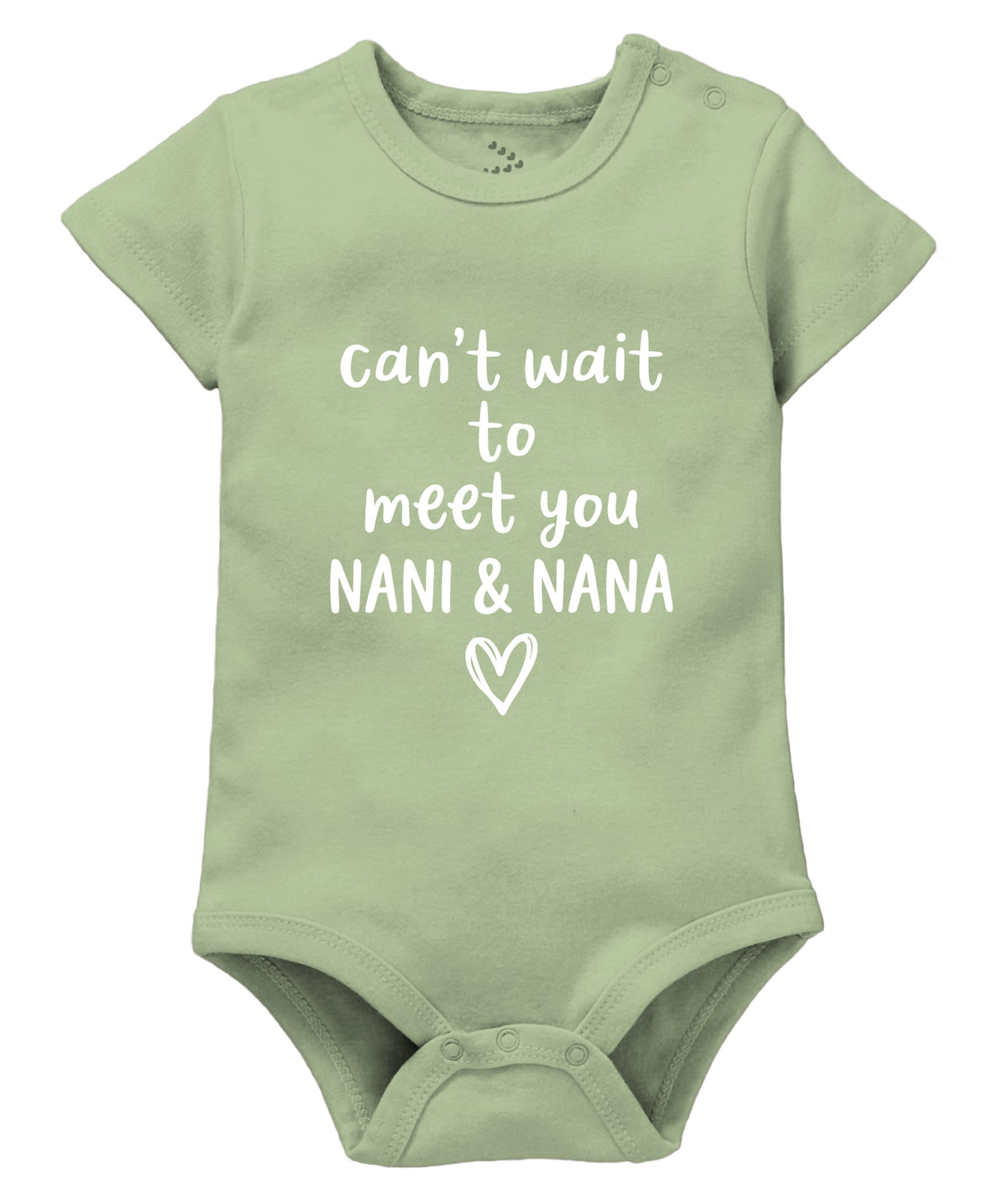 Zeezeezoo 100% Cotton Knit Half Sleeves Cant Wait To Meet You Nani & Nana Text Printed Onesie - Olive Green-picture-5