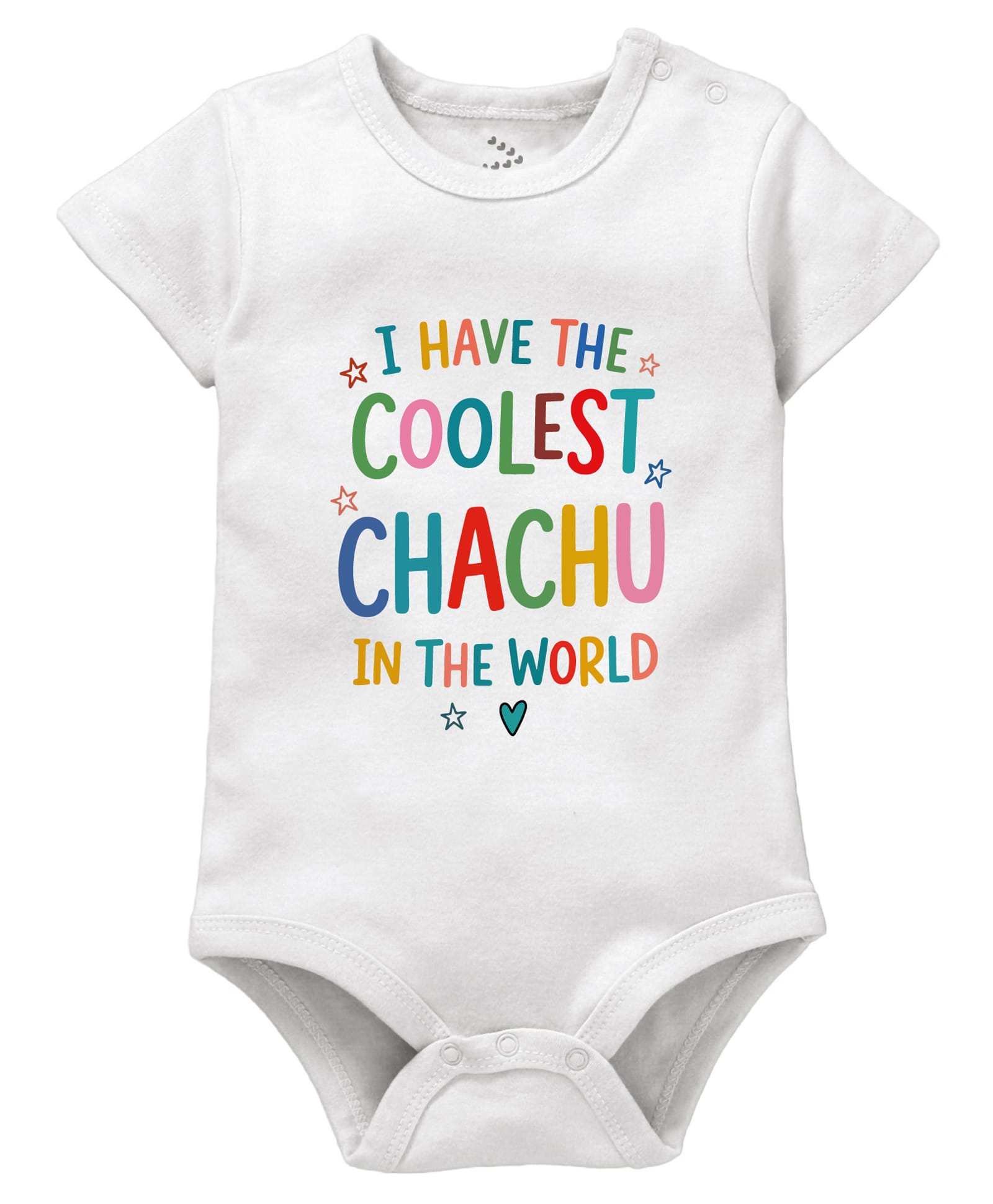 Zeezeezoo 100% Cotton Knit Family Theme Half Sleeves I Have The Coolest Chachu In The World Printed Onesie - White-picture-30
