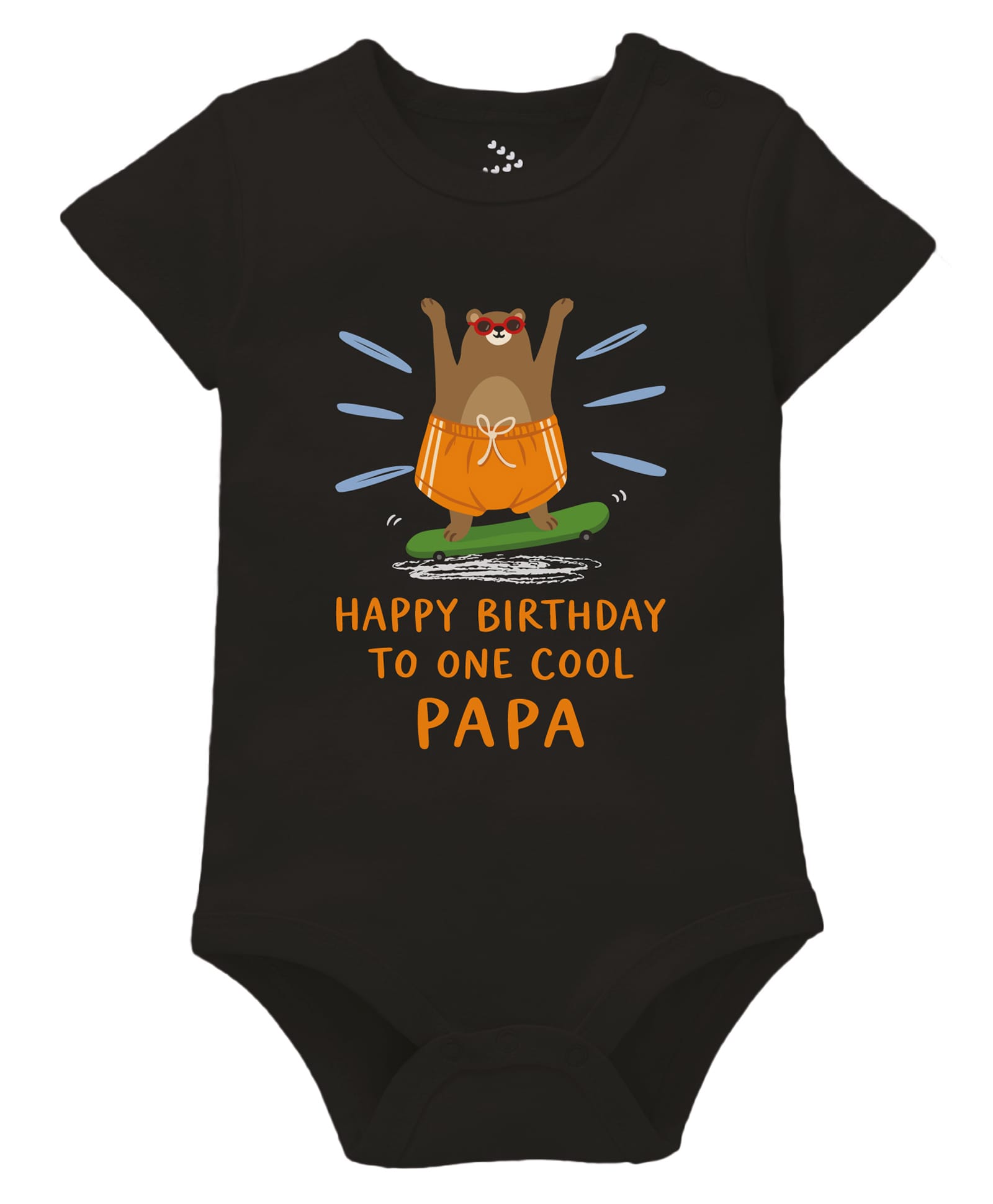 Zeezeezoo 100% Cotton Knit Birthday Theme Half Sleeves Happy Birthday To The Cool Papa Text Printed Onesie - Black-picture-23