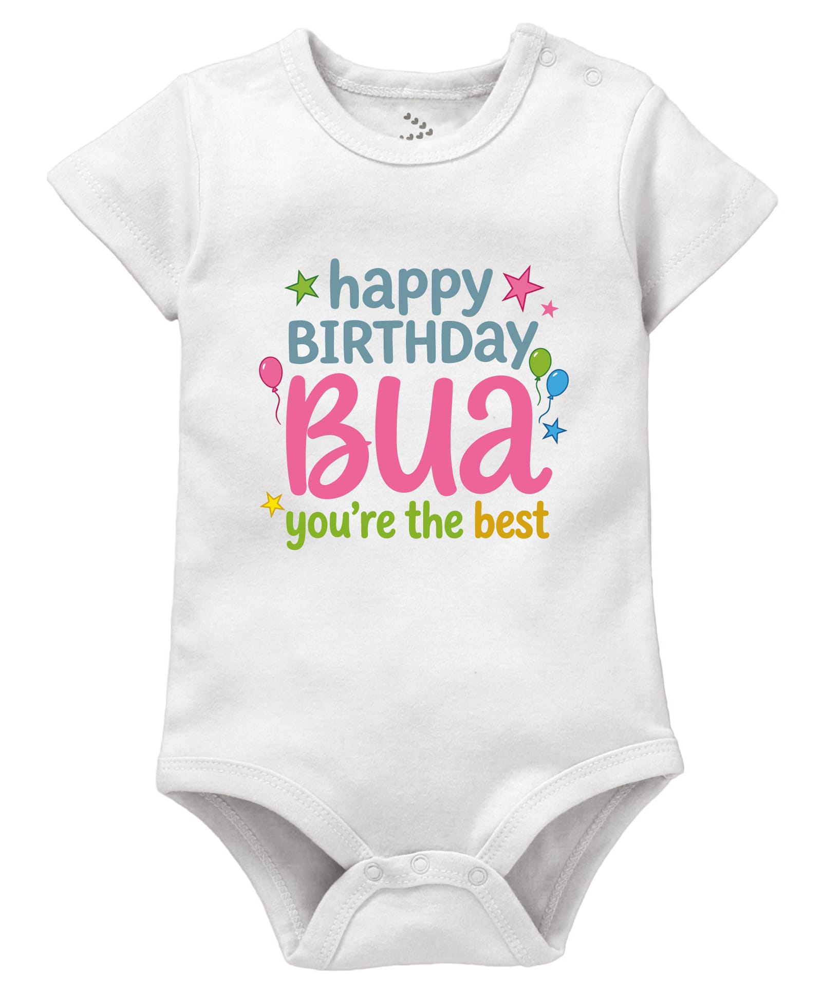 Zeezeezoo 100% Cotton Knit Birthday Theme Half Sleeves Happy Birthday Bua Youre The Best Text Printed Onesie - White-picture-8