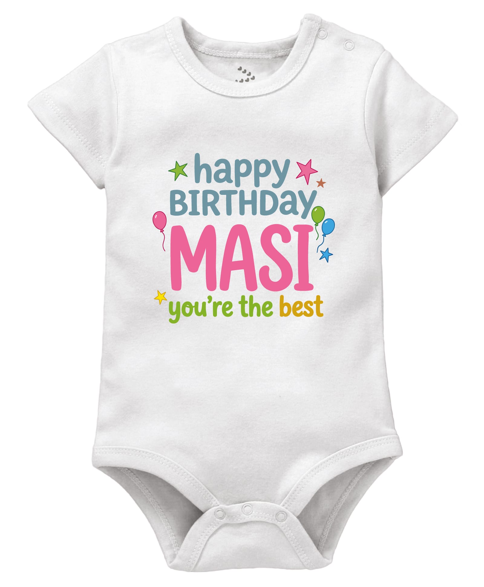 Zeezeezoo 100% Cotton Knit Birthday Theme Half Sleeves Happy Birthday Masi Youre The Best Text Printed Onesie - White-picture-10