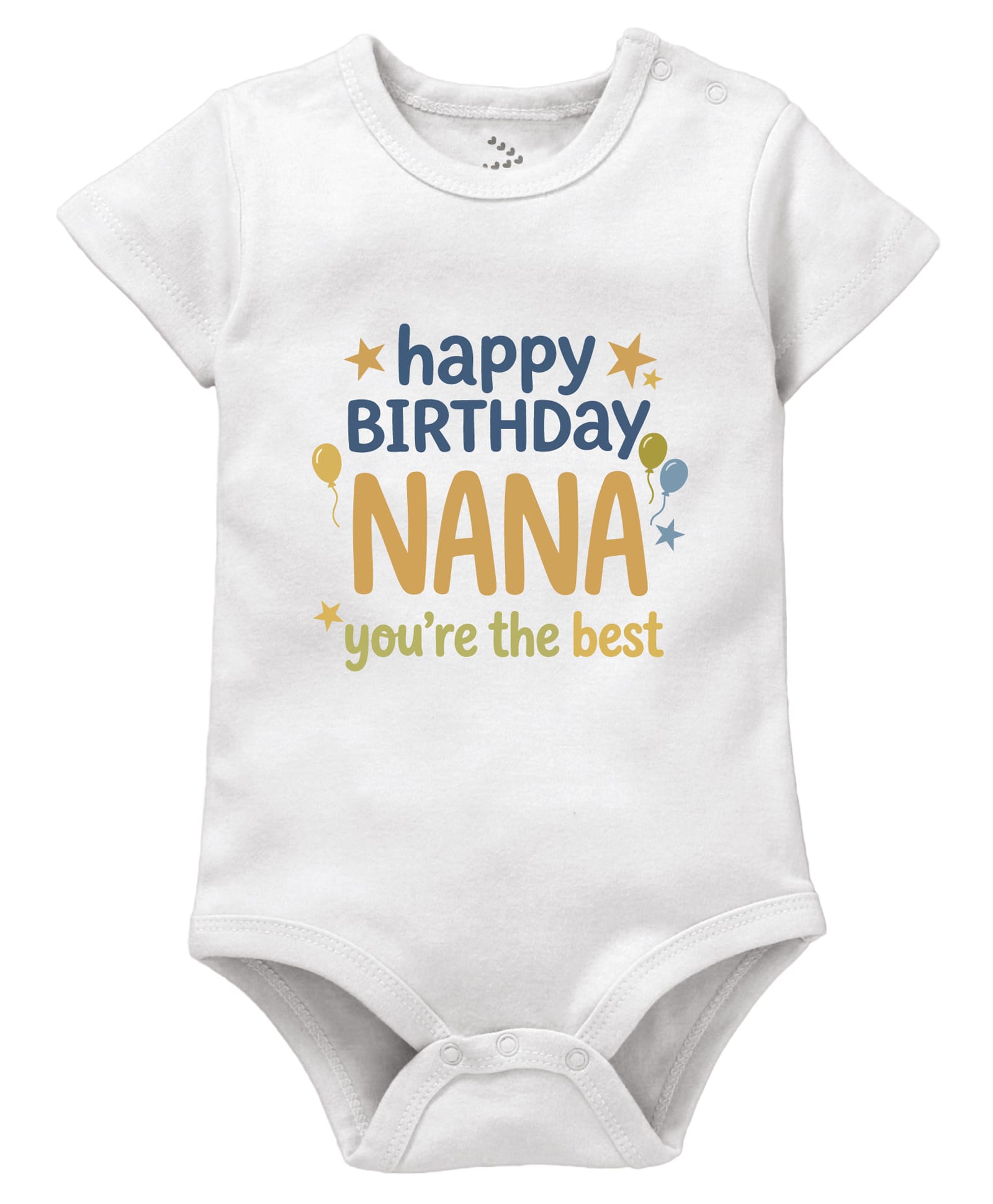 Zeezeezoo 100% Cotton Knit Birthday Theme Half Sleeves Happy Birthday Nana Youre The Best Text Printed Onesie - White-picture-12