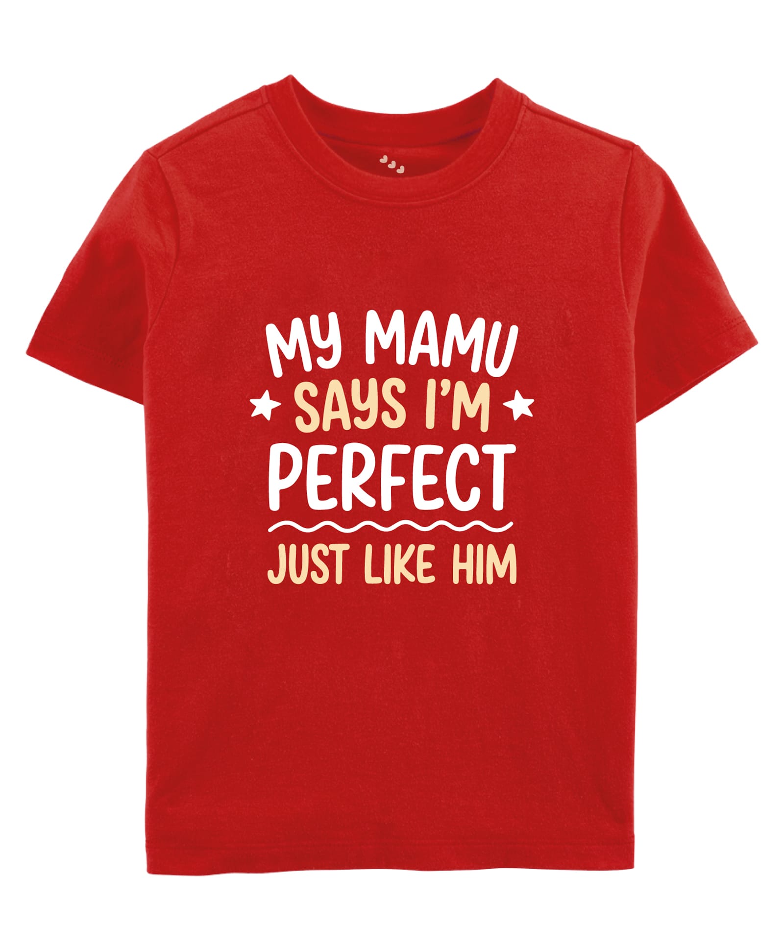 Zeezeezoo Cotton Knit Family Theme Half Sleeves My Mamu Says I m Perfect Just Like Him Text Printed Tee - Red-picture-43