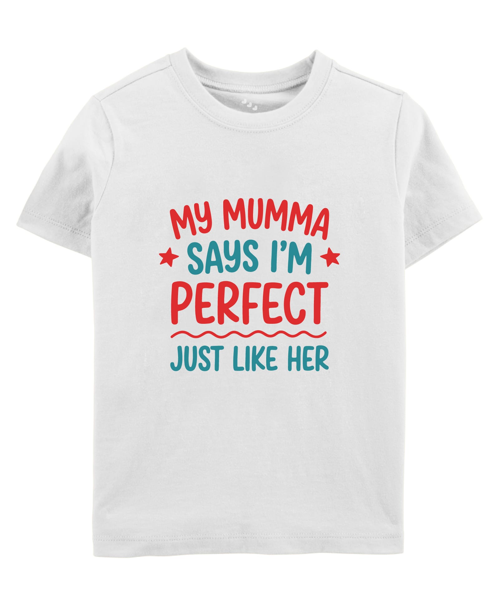 Zeezeezoo Cotton Knit Family Theme Half Sleeves My Mumma Says I m Perfect Just Like Her Text Printed Tee - White-picture-23