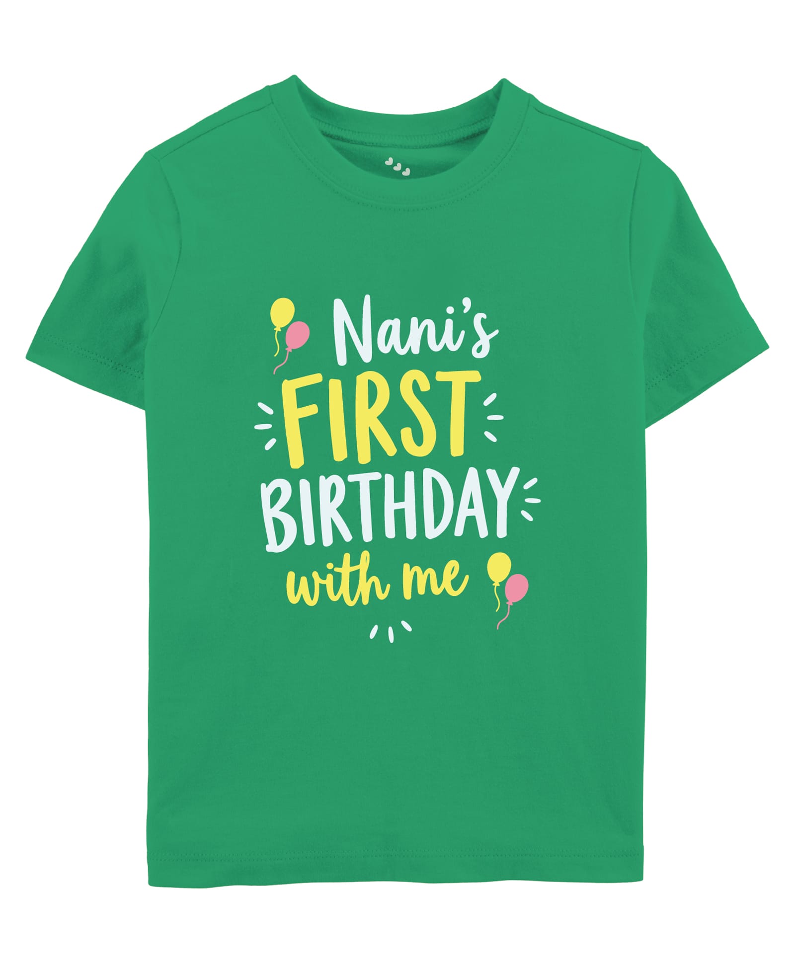 Zeezeezoo Cotton Knit Family Theme Half Sleeves Nanis First Birthday With Me Text Printed Tee - Green-picture-17