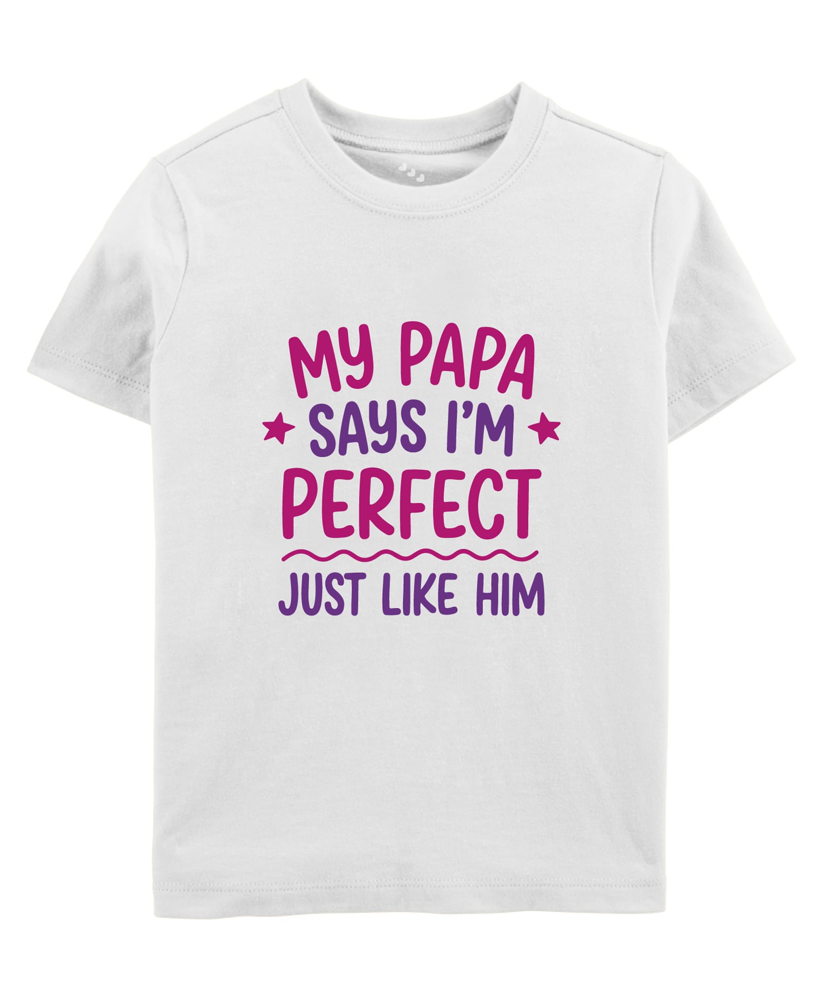 Zeezeezoo Cotton Knit Family Theme Half Sleeves My Papa Says I m Perfect Just Like Him Text Printed Tee - White-picture-45