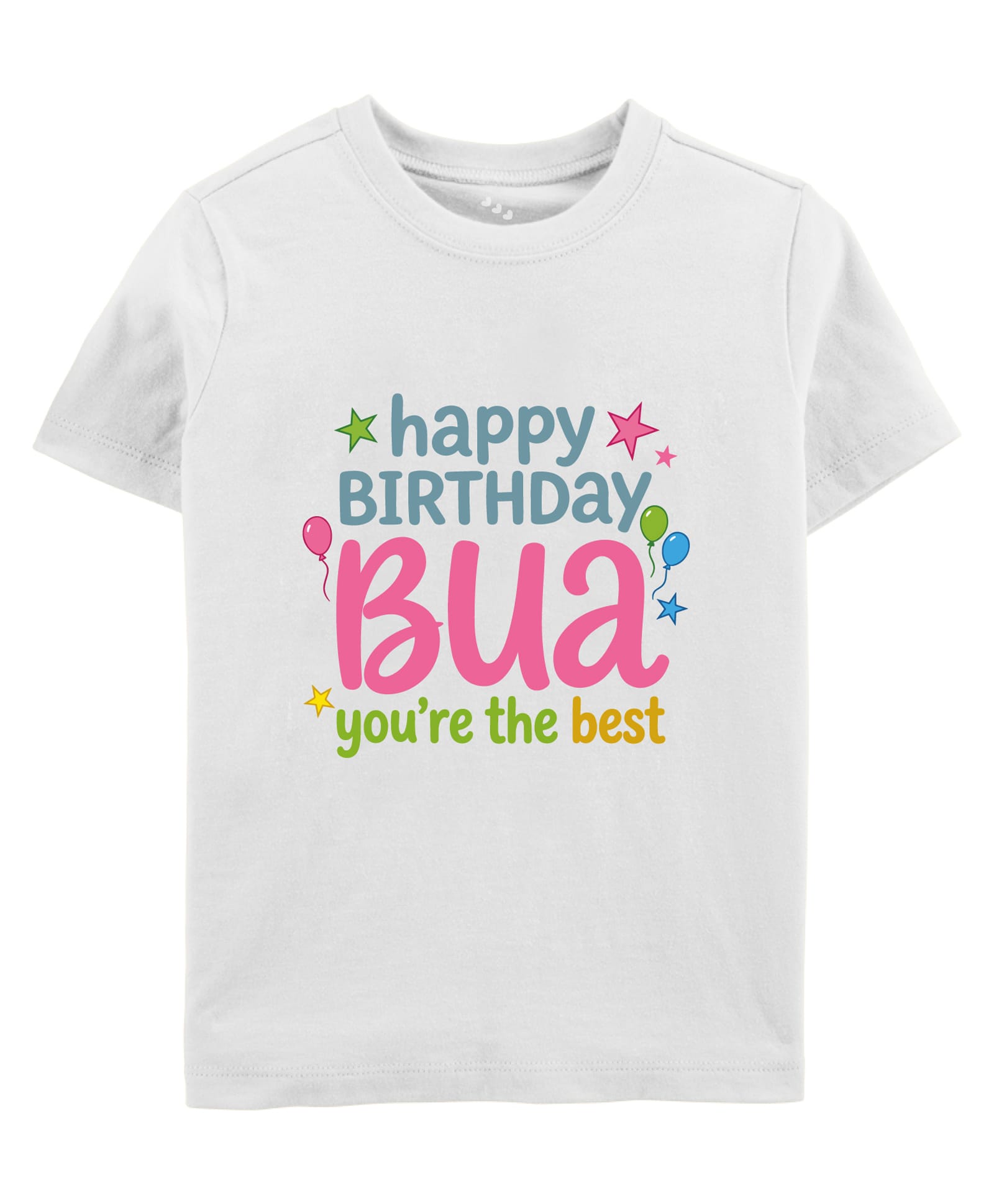 Zeezeezoo Cotton Knit Family Theme Half Sleeves Happy Birthday Bua Text Printed Tee - White-picture-49