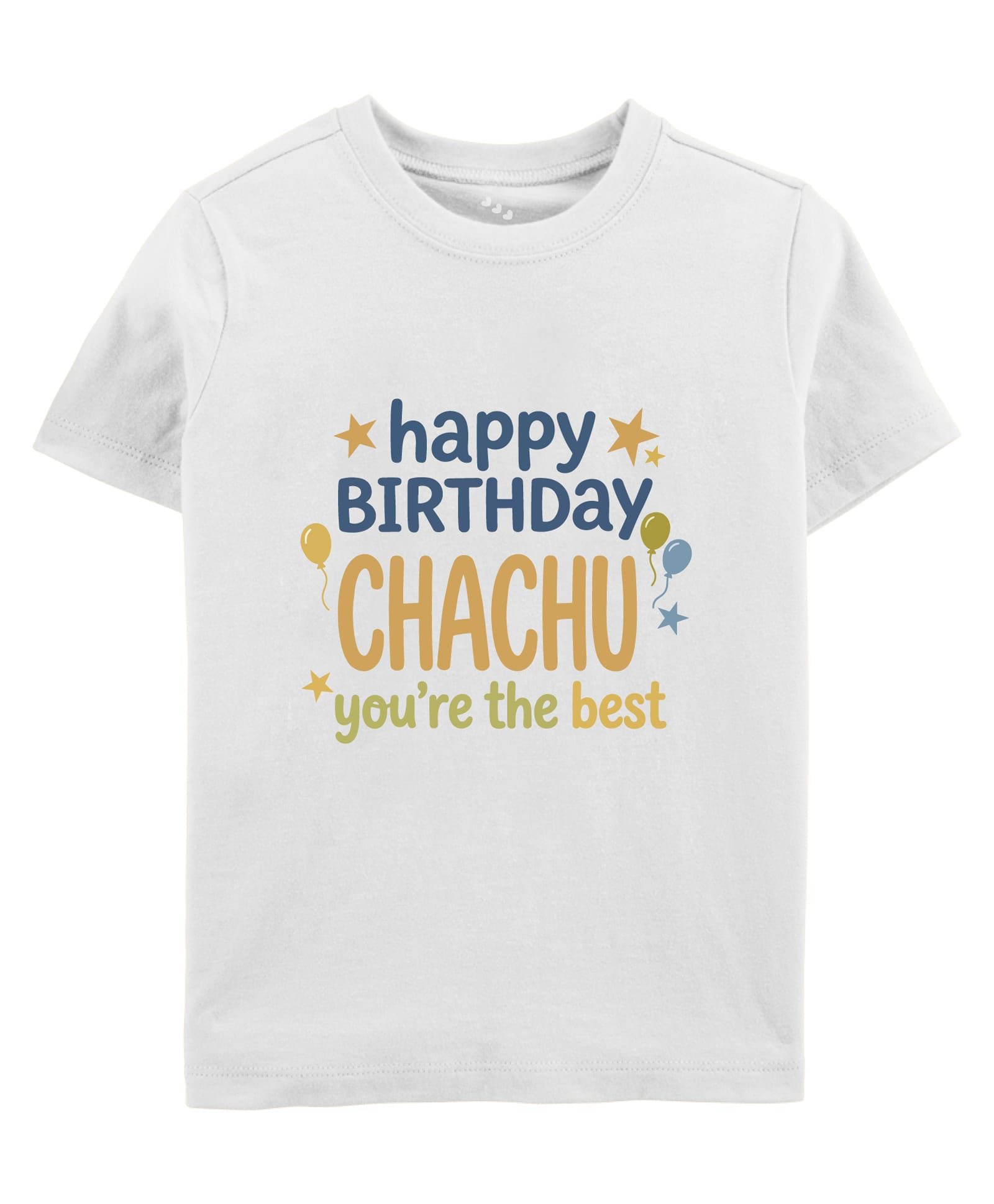 Zeezeezoo Cotton Knit Family Theme Half Sleeves Happy Birthday Chachu Text Printed Tee - White-picture-40