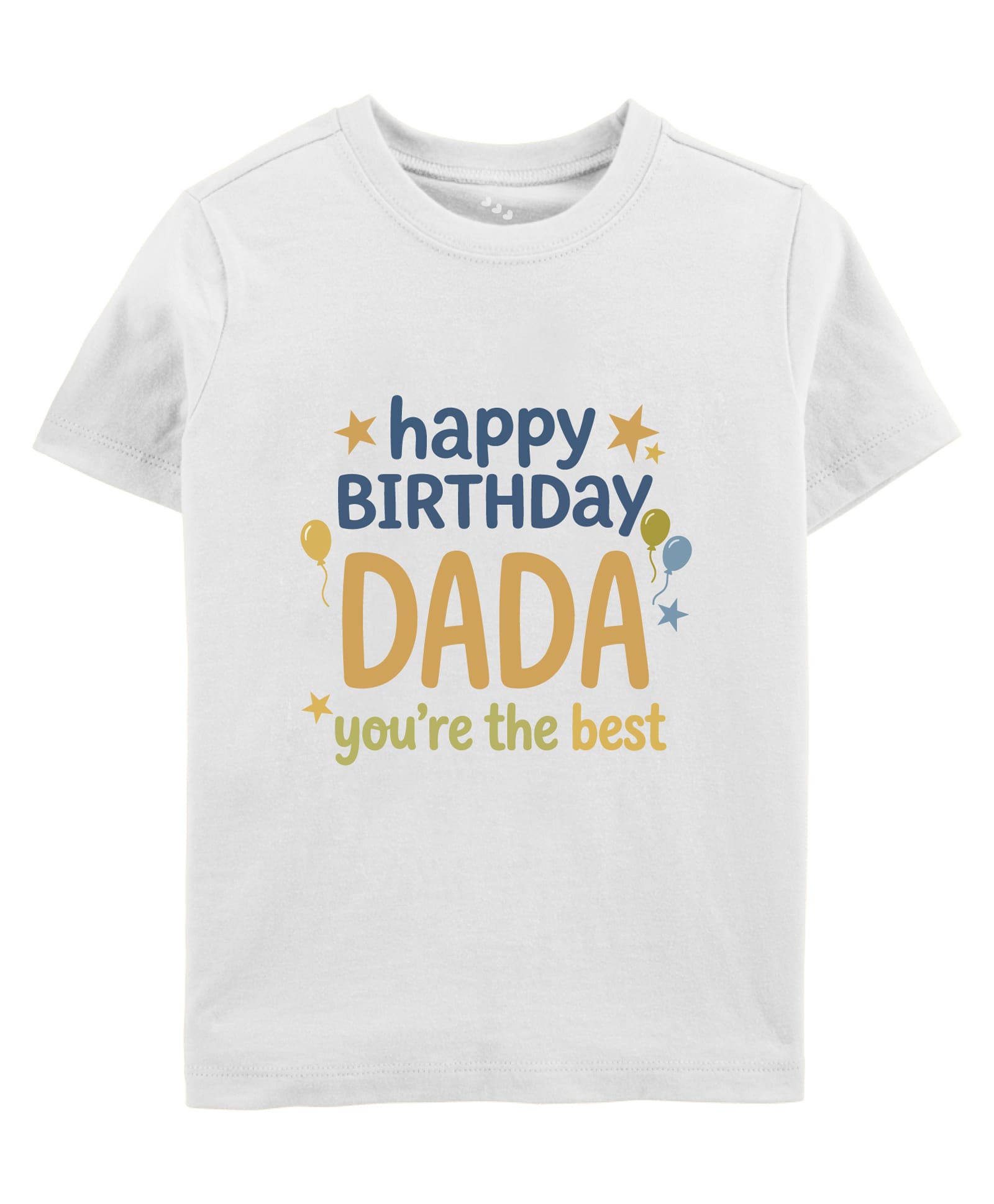 Zeezeezoo Cotton Knit Family Theme Half Sleeves Happy Birthday Dada Text Printed Tee - White-picture-44