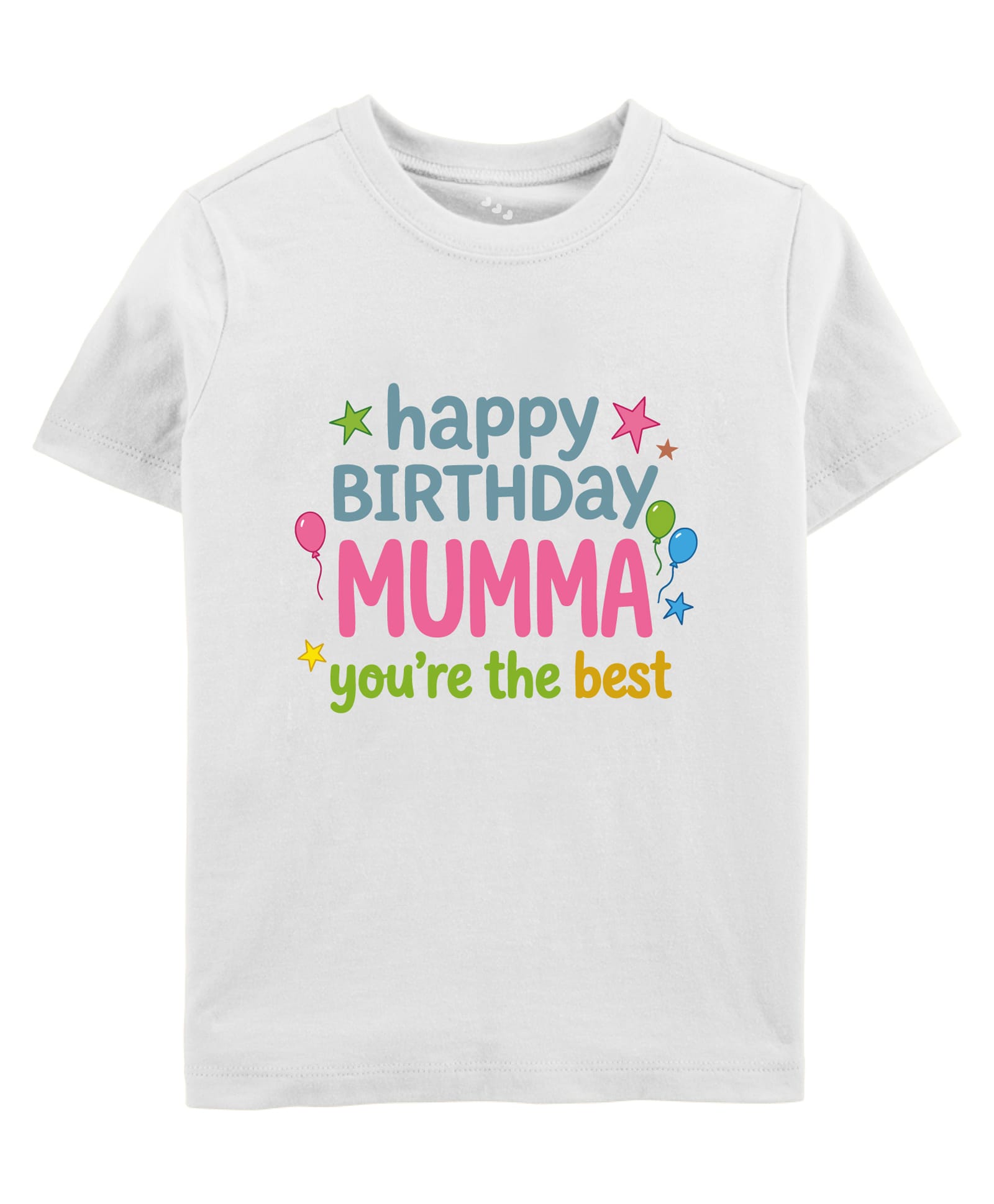 Zeezeezoo Cotton Knit Family Theme Half Sleeves Happy Birthday Mumma Text Printed Tee - White-picture-15