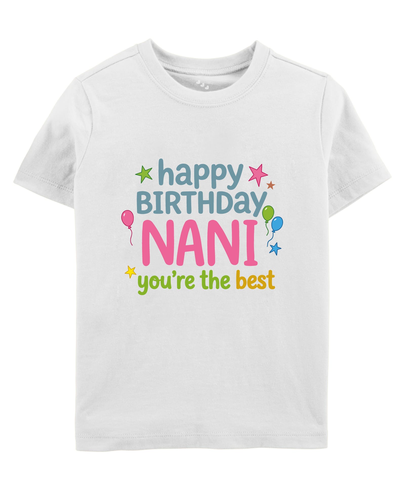 Zeezeezoo Cotton Knit Family Theme Half Sleeves Happy Birthday Nani Text Printed Tee - White-picture-27