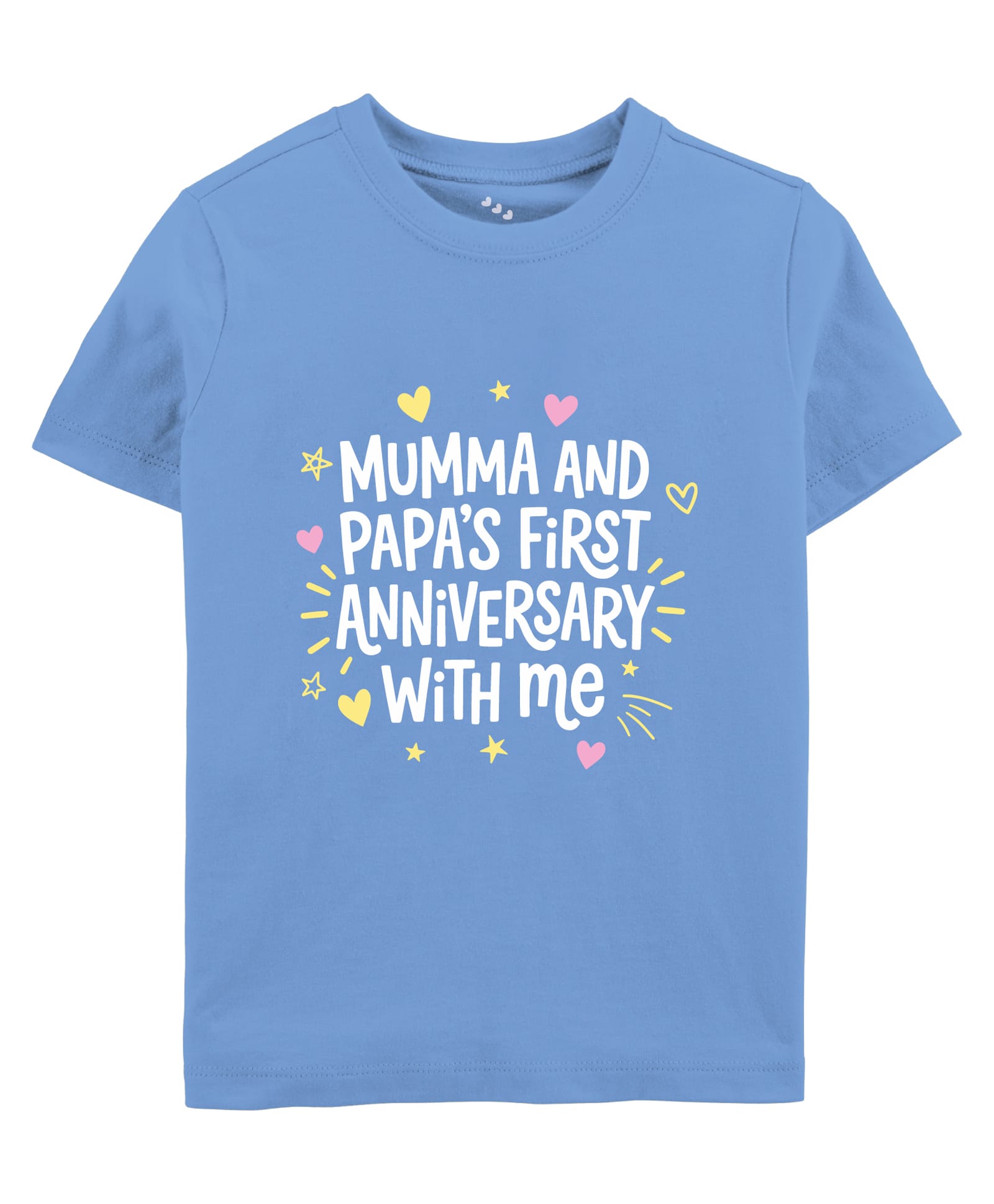 Zeezeezoo Cotton Knit Family Theme Half Sleeves Mummas & Papas First Anniversary With Me Text Printed Tee - White-picture-12