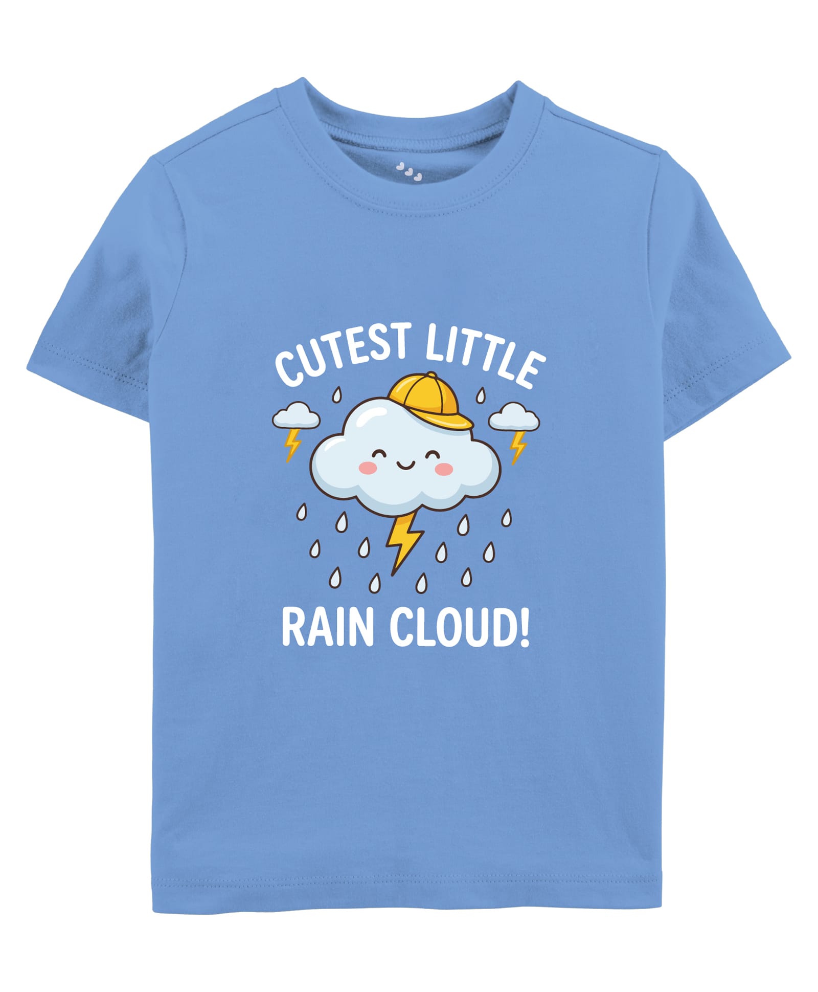 Zeezeezoo Cotton Knit Monsoon Theme Half Sleeves Cloud & Cutest Little Cloud Text Printed Tee - White-picture-21