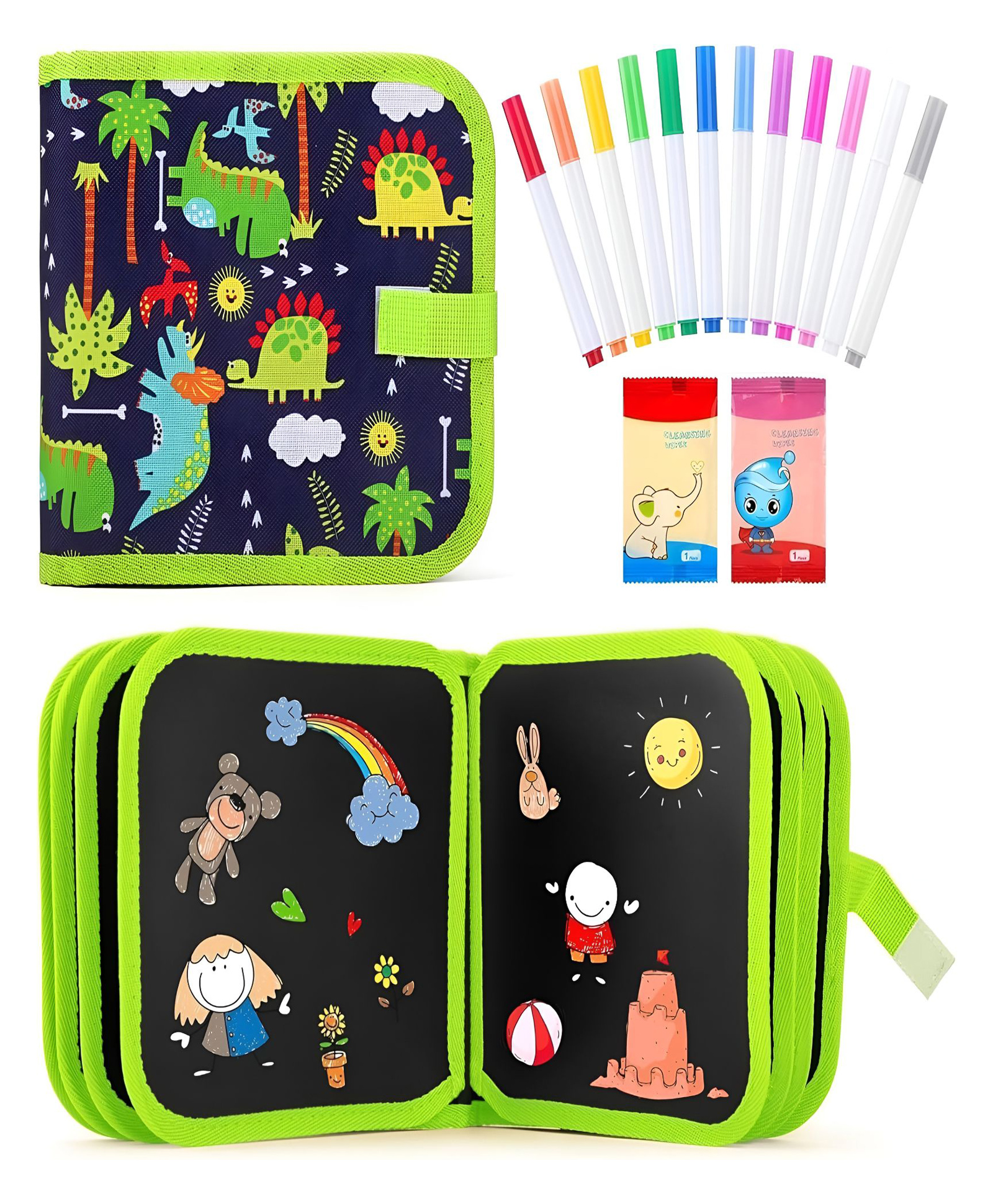 SCHOOLISH Erasable Doodle Book Set for Kids, Reusable Magic Drawing Book with Watercolor Pens, Road Trip Car Game Writing and Painting Set - PACK OF 1- COLOR MAY VARY-picture-20