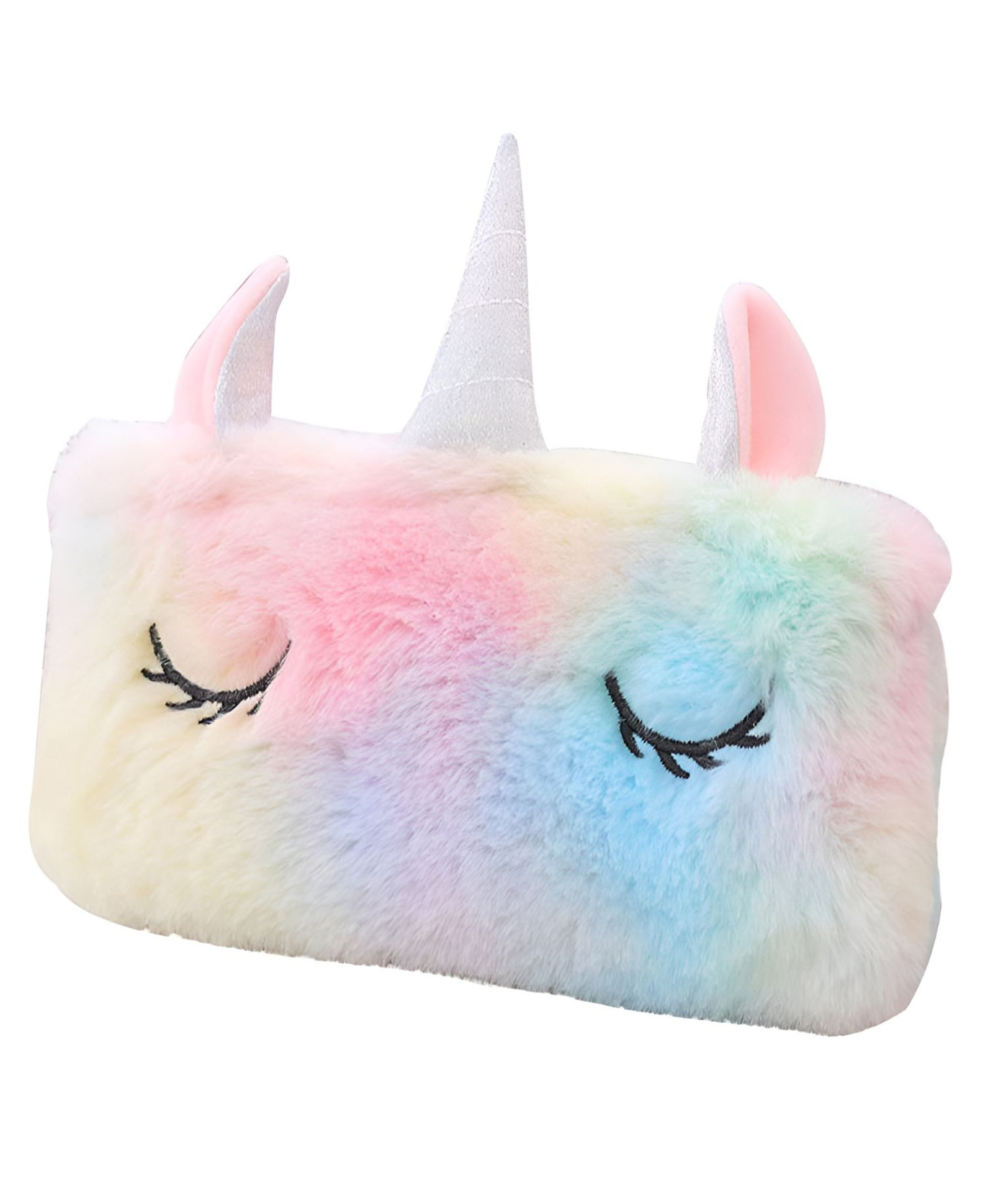 SCHOOLISH Cotton Unicorn Horn Ear Fur Pencil Pouch for Girls Student to Store Pen Pencil Eraser | Storage Bag for Make Up | Soft Cute Travel Pouch - PACK OF 1- COLOR MAY VARY-picture-15