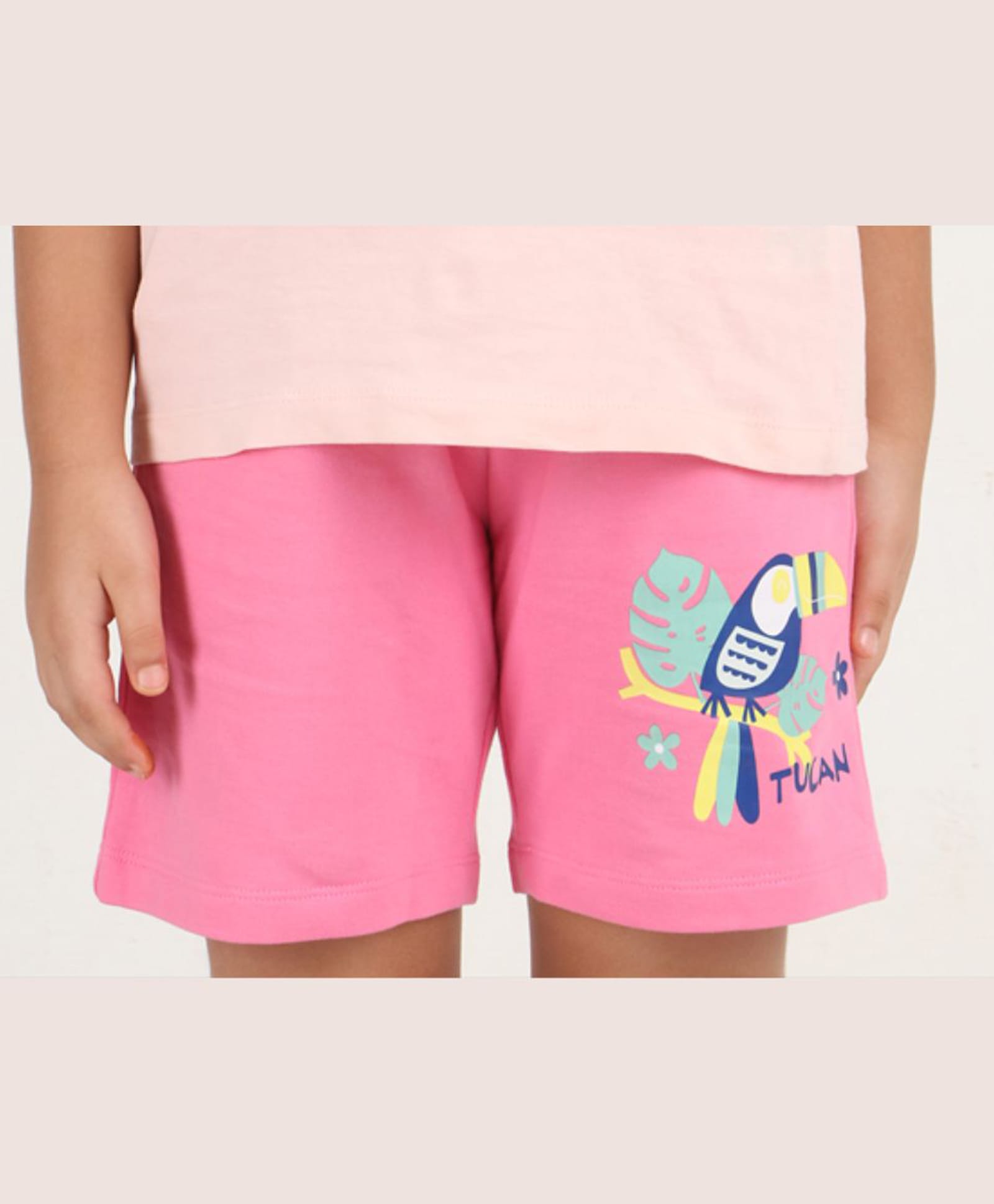 REBORN Cotton Woven Toucan Printed Shorts - Pink-picture-17