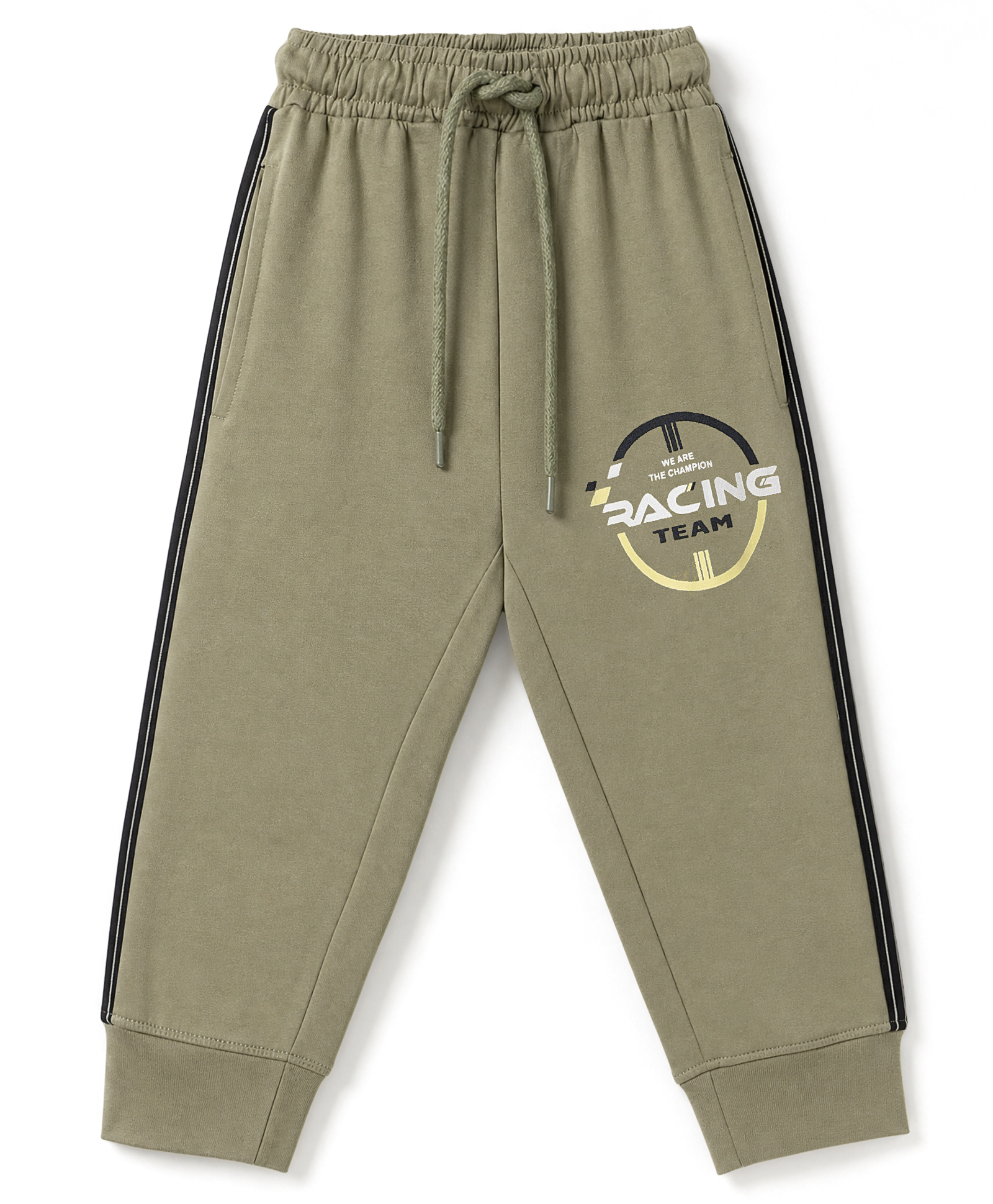 Taeko Single Jersey Knit Full Length Lounge Pants With Text Print - Olive Green-picture-25
