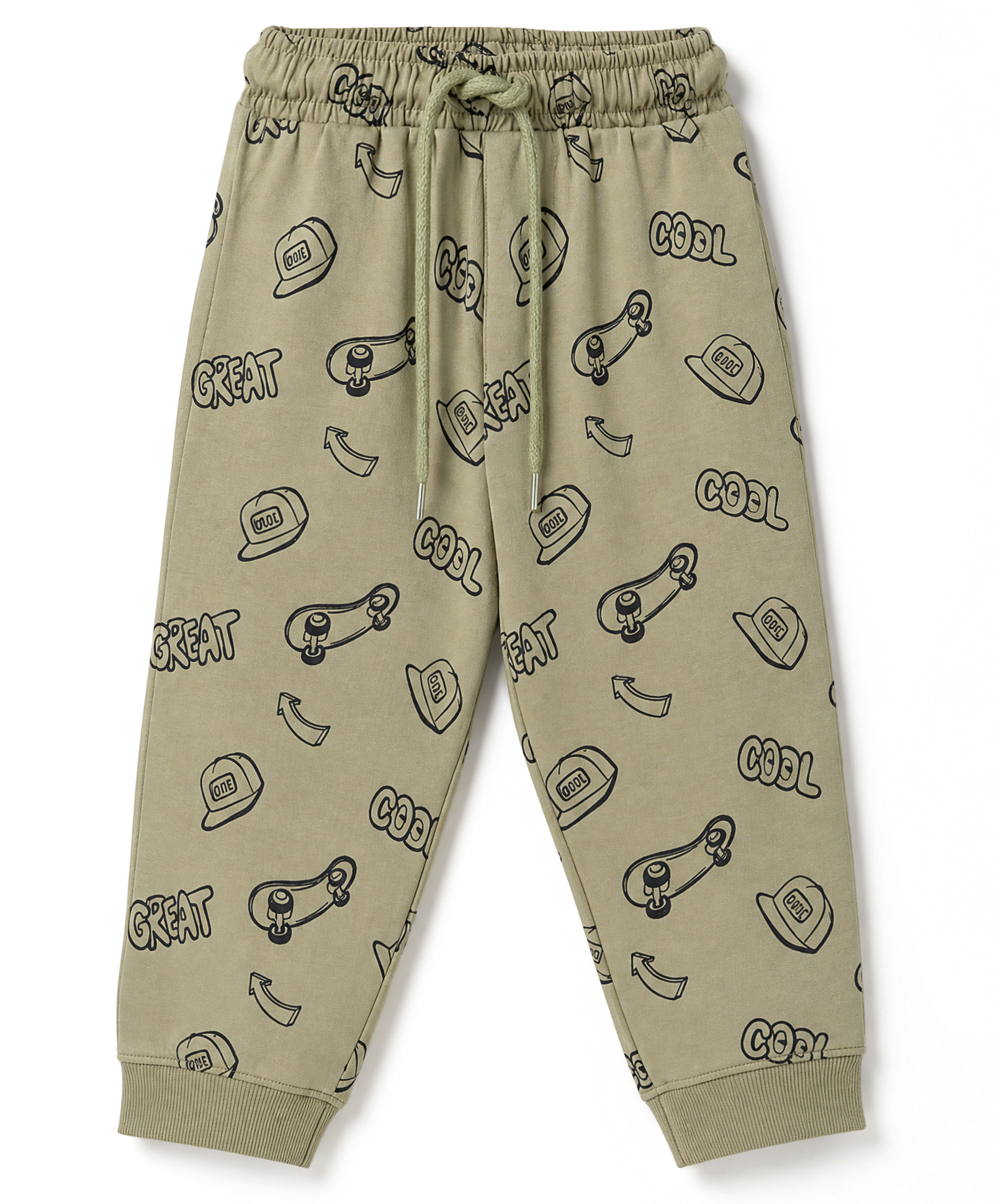 Taeko Single Jersey Knit Full Length Printed Lounge Pants - Olive Green-picture-15