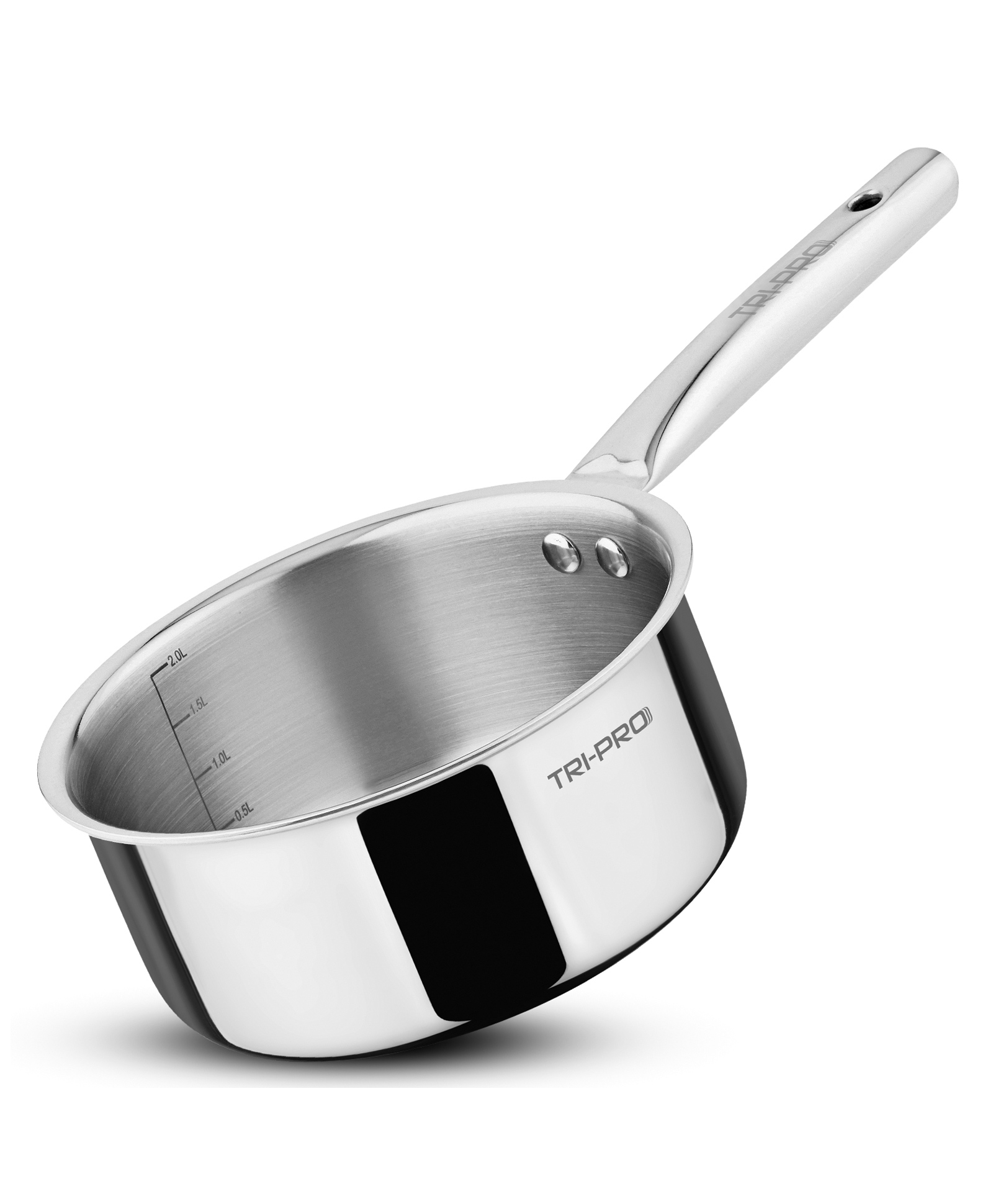 Bergner TriPro 18cm Stainless Steel Triply Saucepan Milkpan 2L with Heavy Bottom & Ergonomic Handle - Silver-picture-4
