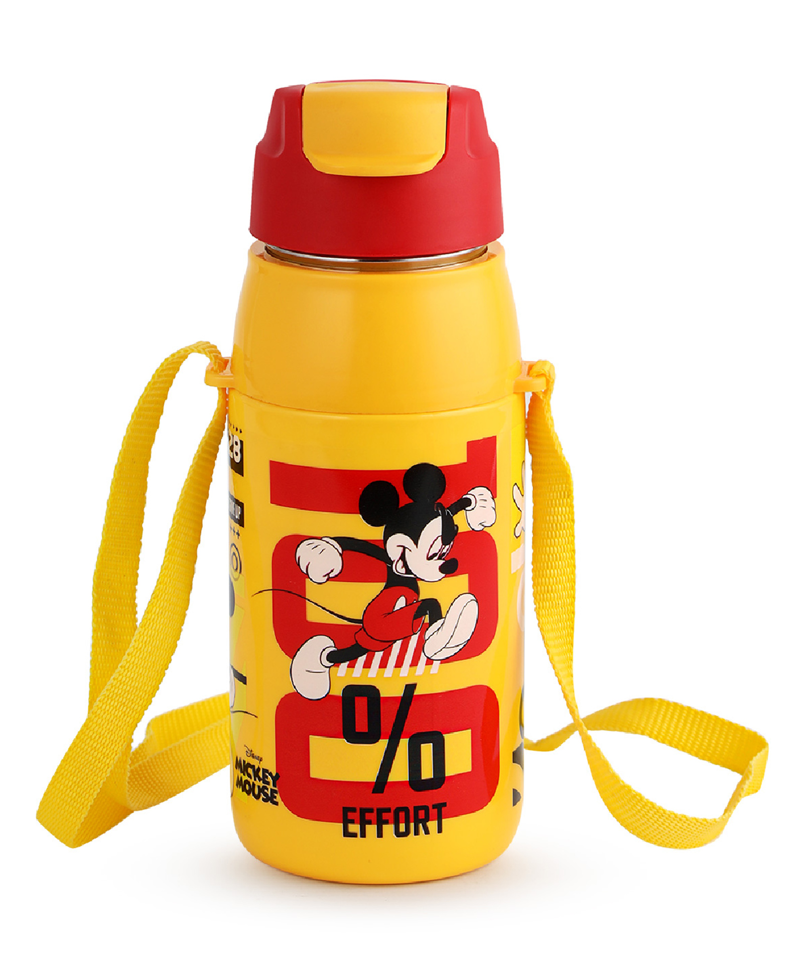 Cello Kidzbee Puro Steel-X Hydro Kid Insulated Kids Sipper Water Bottle Yellow with Mickey Design, Leakproof Flip Top Lid & Carry Loop - 375 ml-image-4