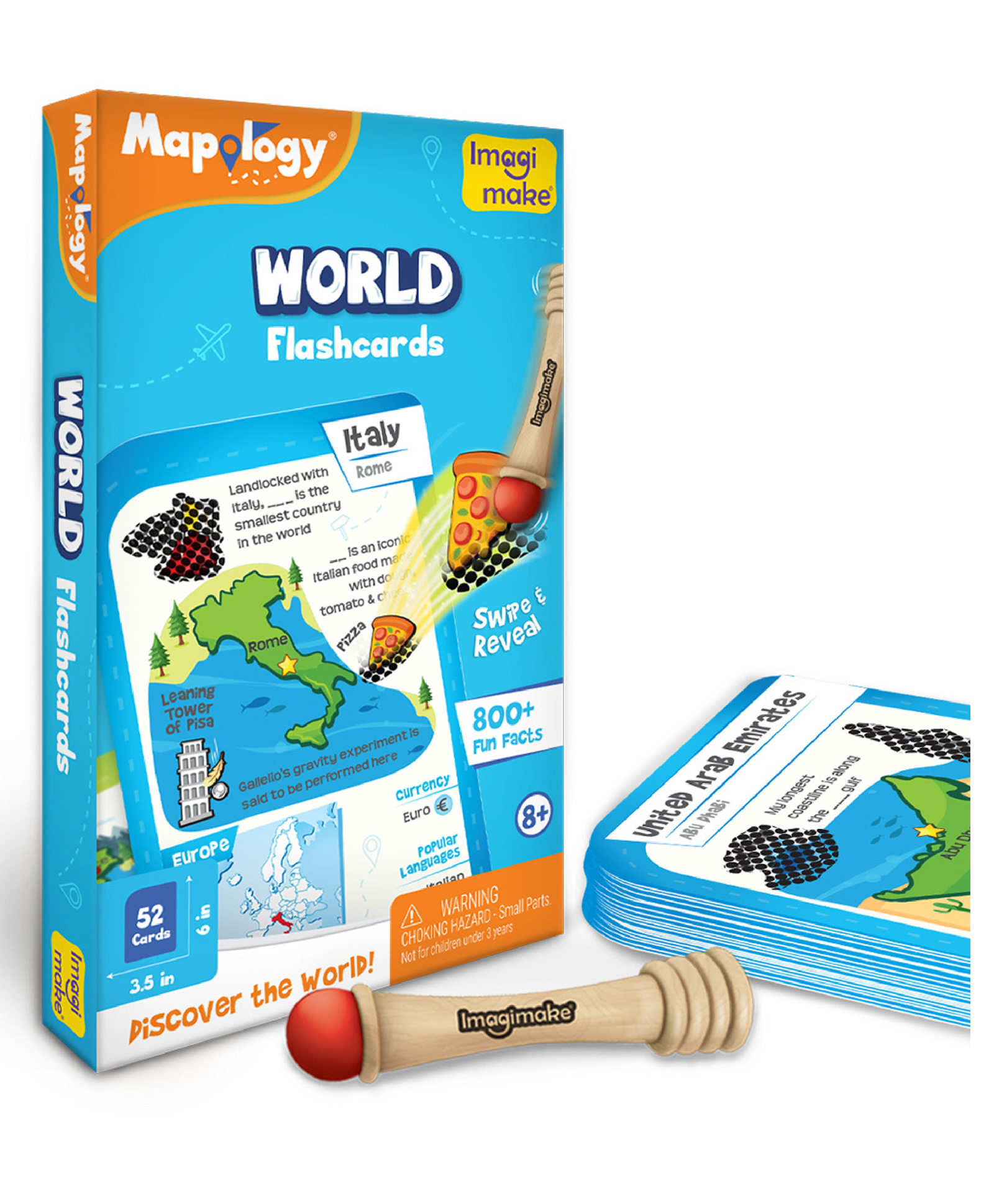 Imagimake Mapology World Flash Cards Educational Geography Learning Cards with Magic Swipe Feature- Blue-picture-16