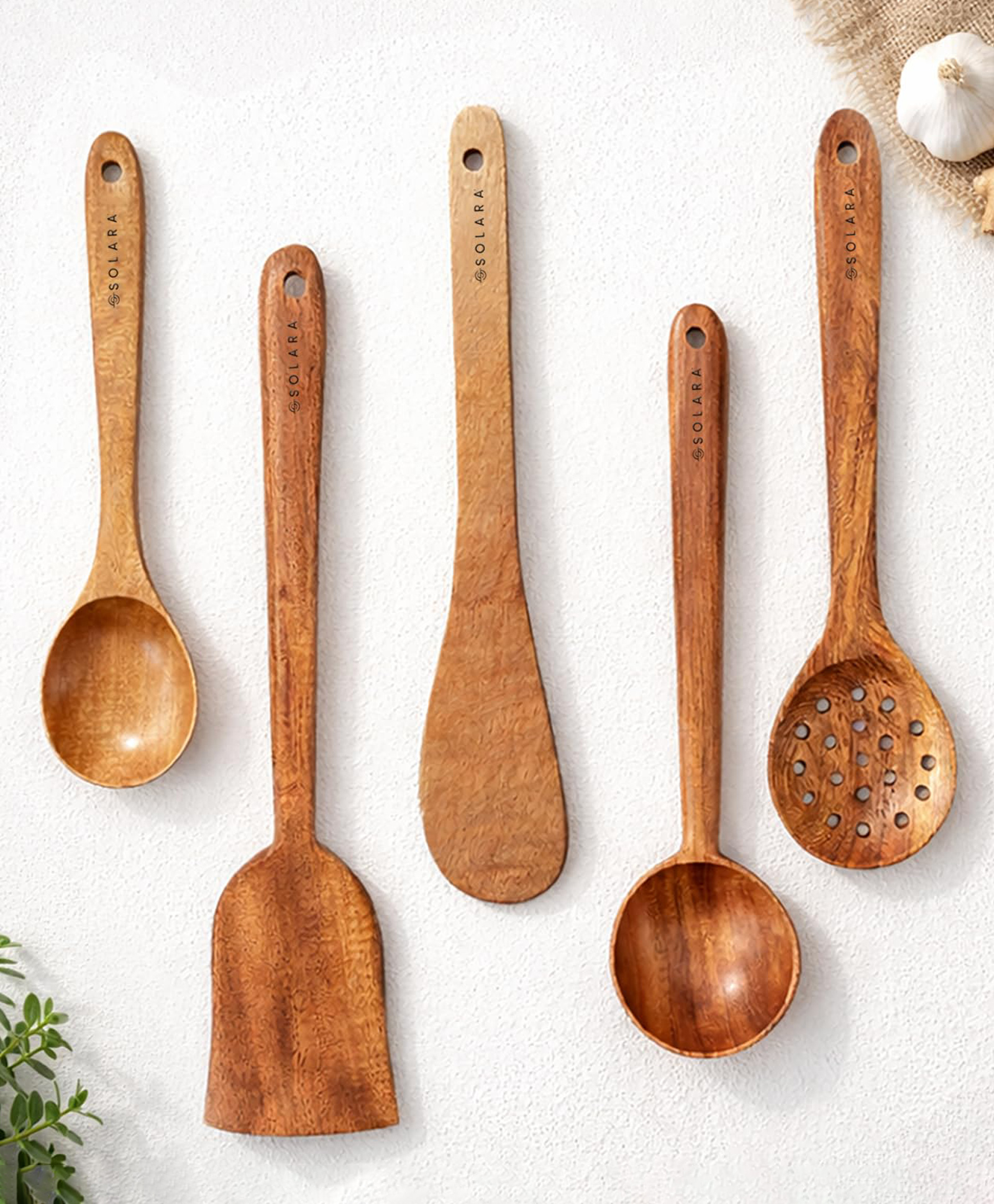 SOLARA Neem Wooden Spatula Set of 5, Spatula Kitchen Tools, WoodenLadle, Spatula Set for Non-Stick Pan, Naturally Antibacterial, Eco-Friendly & Non-Toxic, Ideal for Non-Stick Cookware-image-27