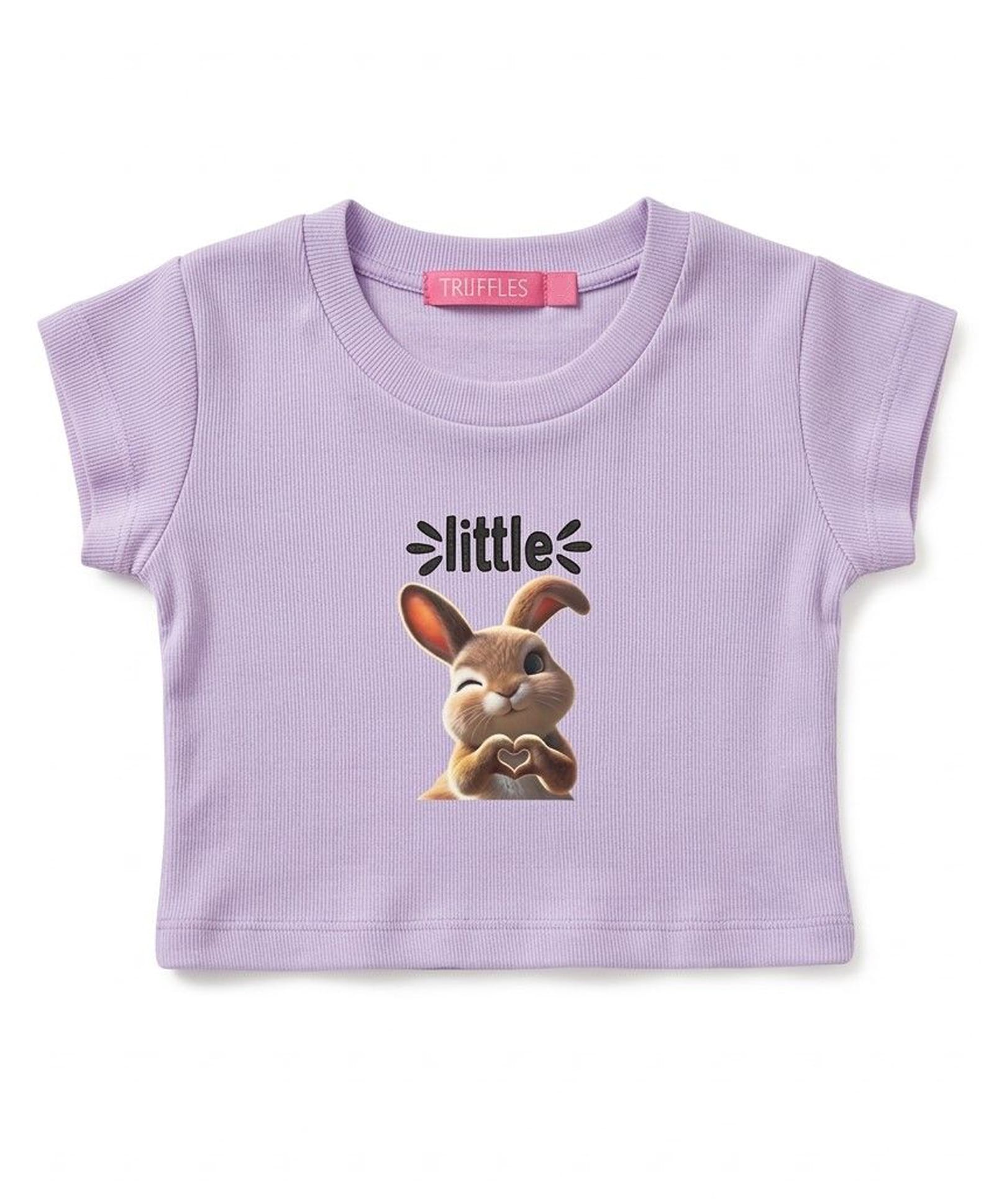 TRUFFLES Cotton Knit Half Sleeves Bunny Printed Crop Top - Lavender-picture-16