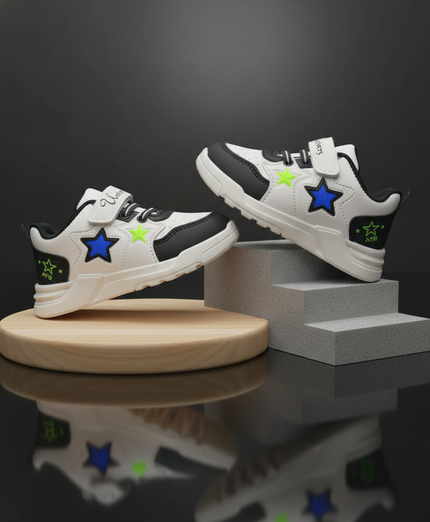 FEETWELL SHOES Star Designed Velcro Closure Shoes - White-picture-23