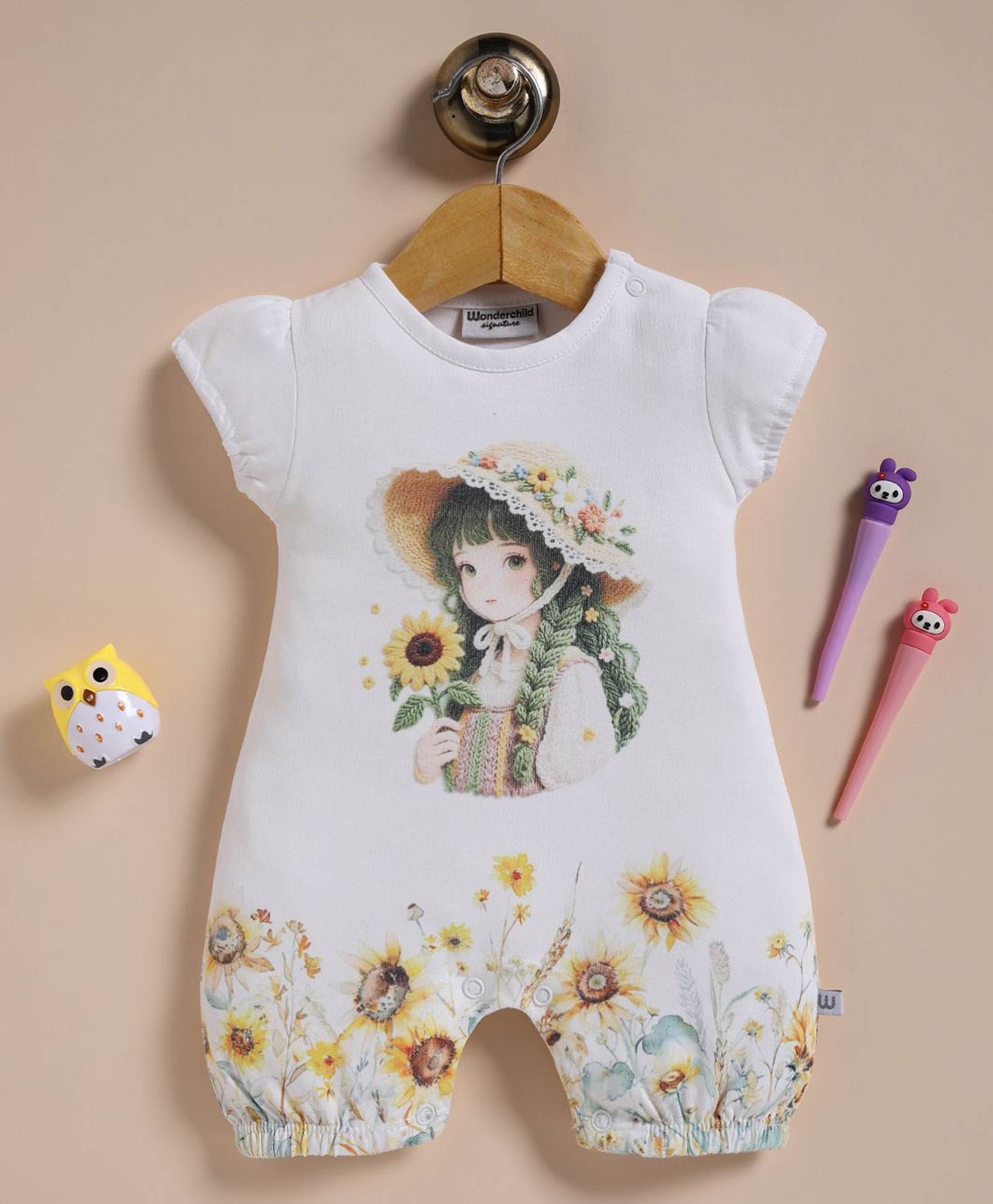 Wonderchild Interlock Woven Half Sleeves Floral Printed Romper - White-image-27