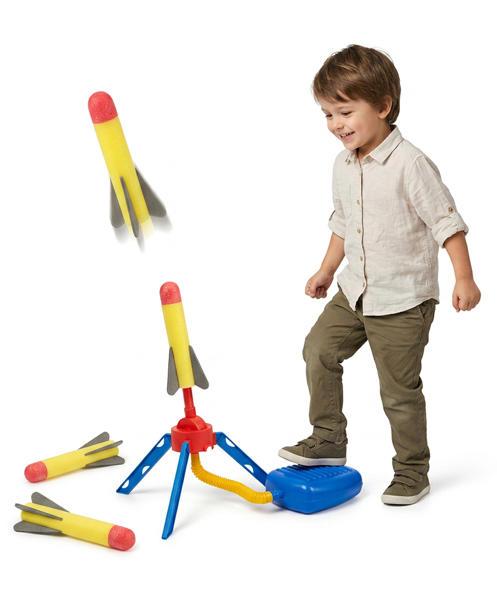 BitFeex Air Powered Flying Rocket Launcher Toy with 3 Soft Foam Rockets, Adjustable Launch Angle, Foot Pump Action Indoor Outdoor Sports Game for Kids Boys Girls Age 3+ Years-image-21