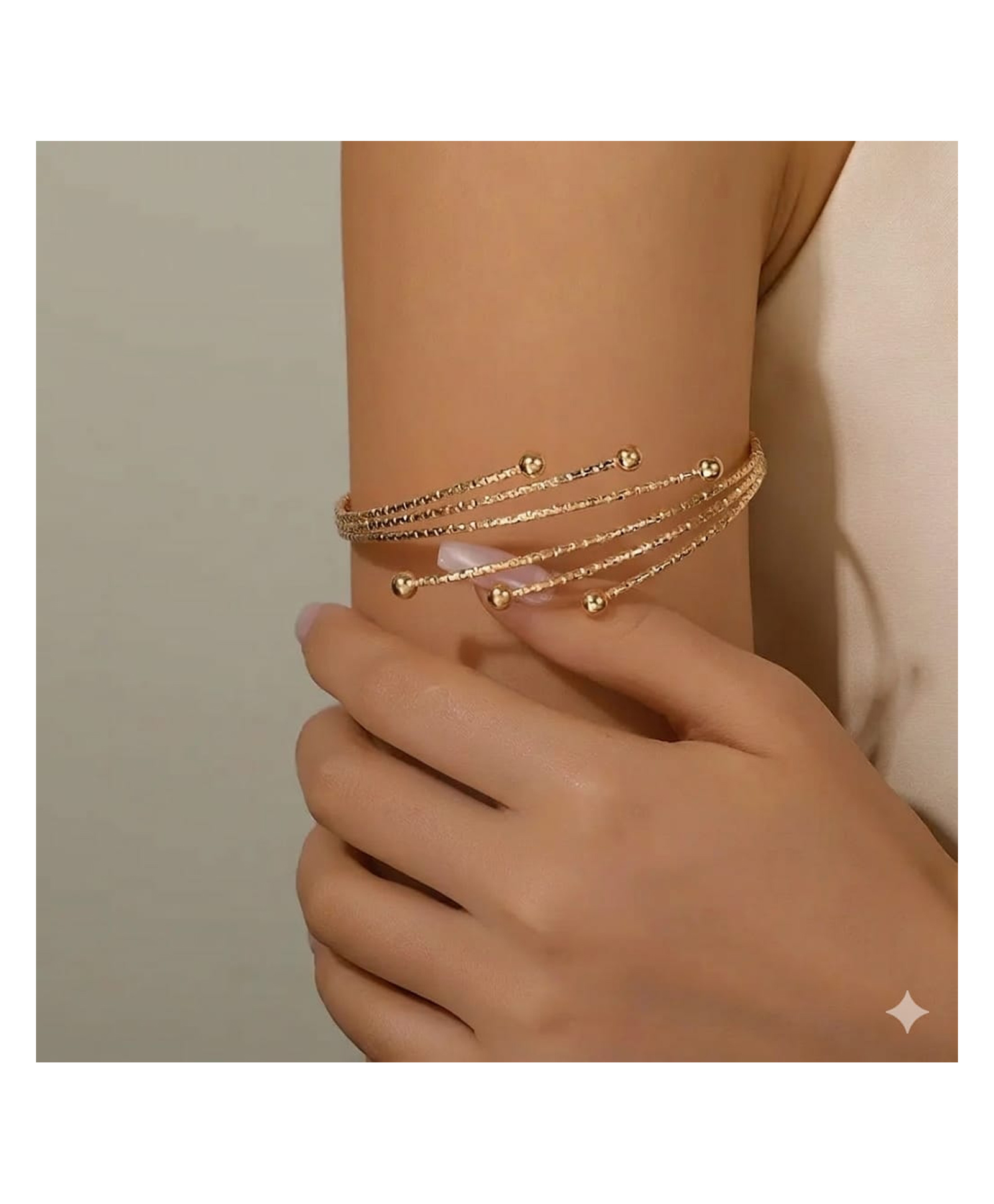 YU FASHIONS Textured Gold Plated Multiline Adjustable Open Ed Twisted Coil Swirl Statement Upper Arm Cuff Bajuband 19.7 g-image-0
