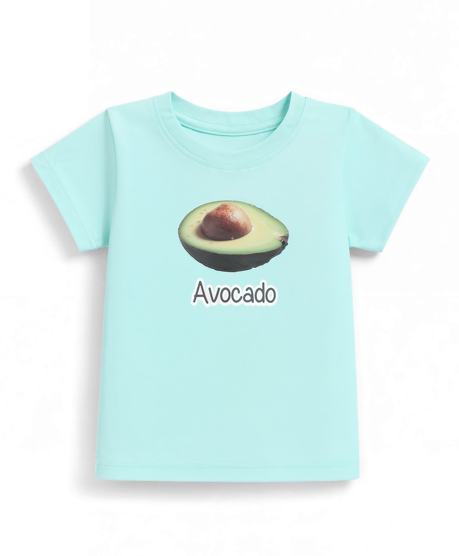 Enfance Core Embosis Hosiery Woven Crop T-Shirt with Half Sleeves and Avocado Print - Sea Green-picture-31